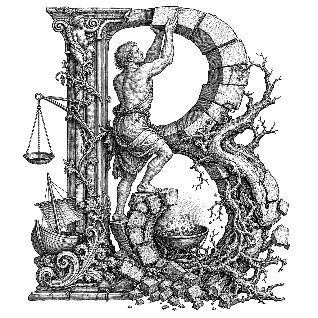Benjamin — lettrine gravée de l'initiale B