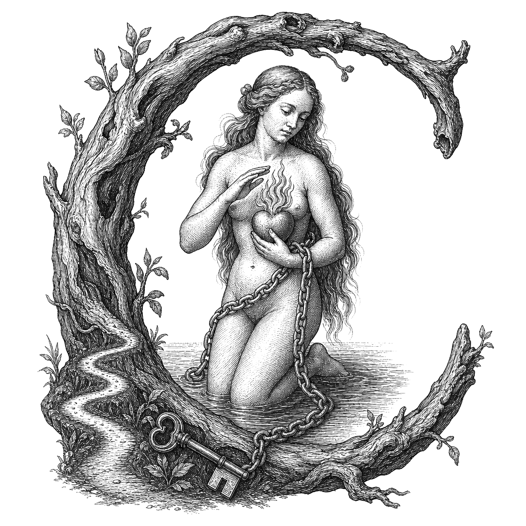 Chloé — lettrine gravée de l'initiale C