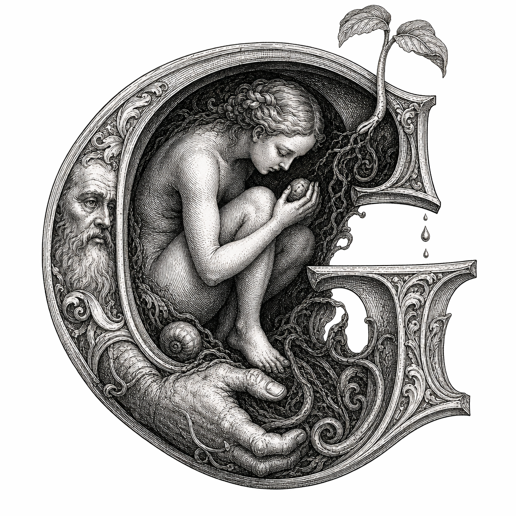 Gabriel — lettrine gravée de l'initiale G