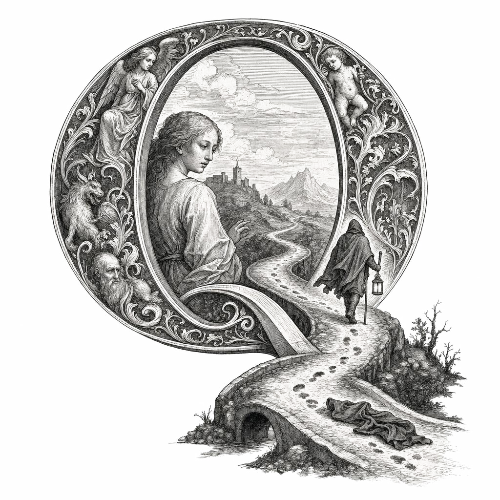 Quentin — lettrine gravée de l'initiale Q