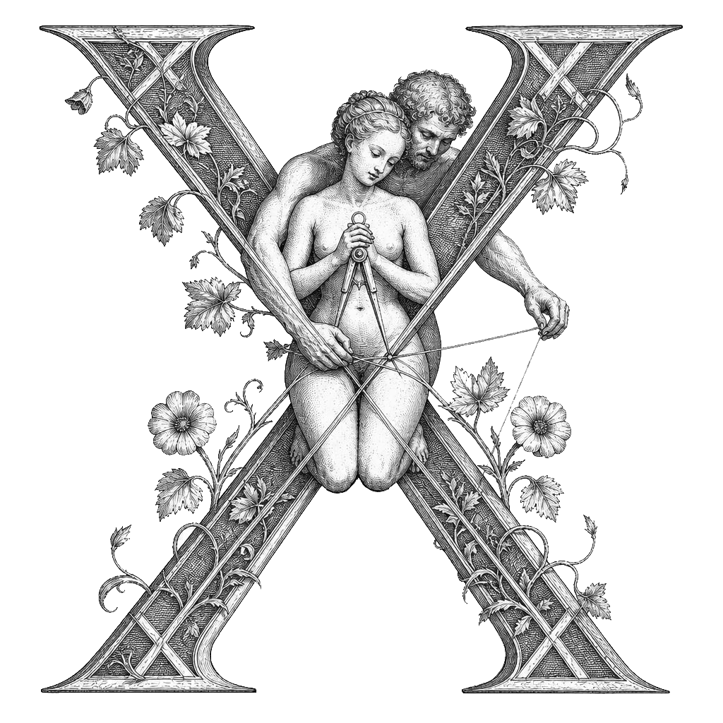 Xavier — lettrine gravée de l'initiale X