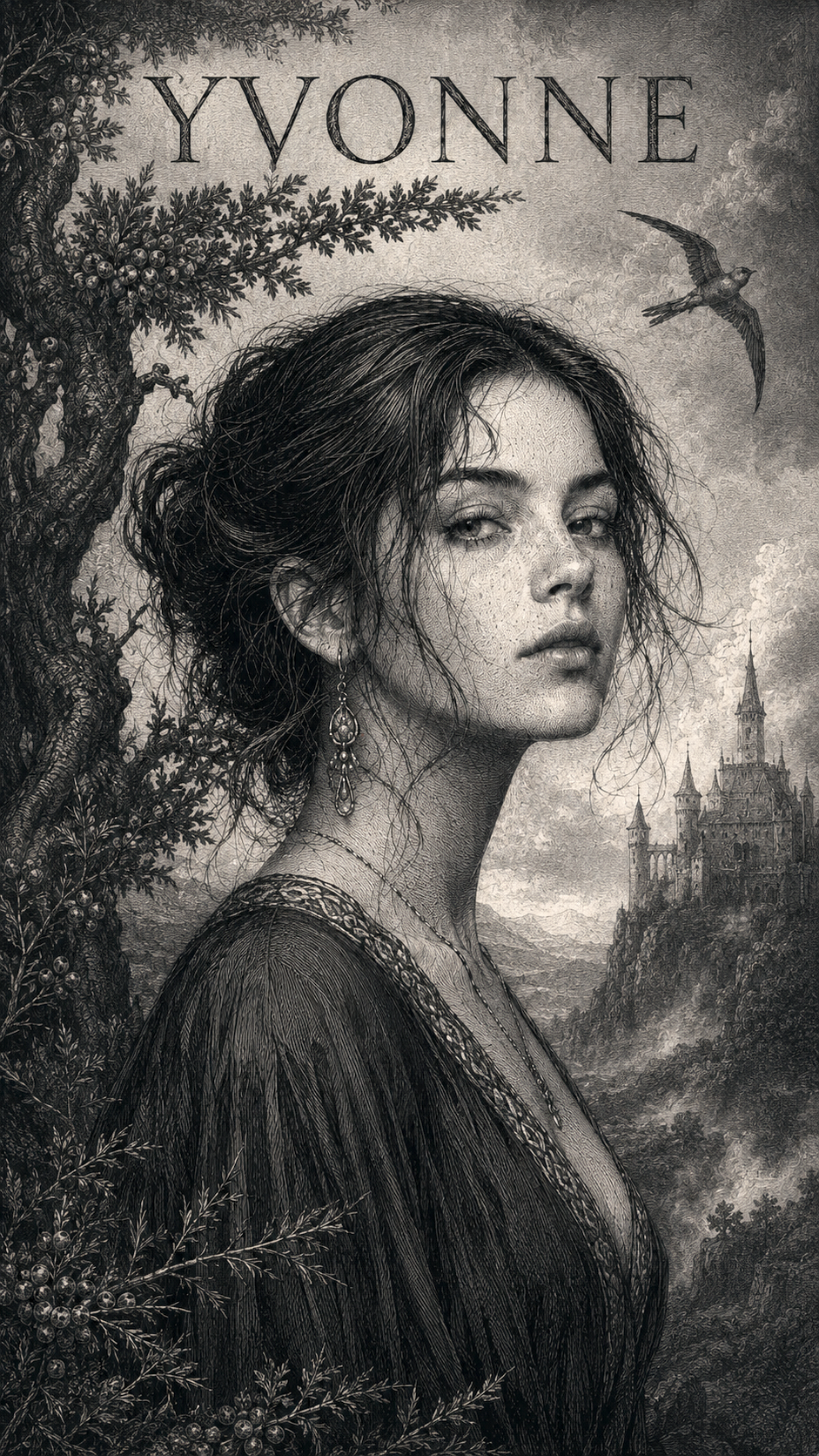 Yvonne — portrait gravé