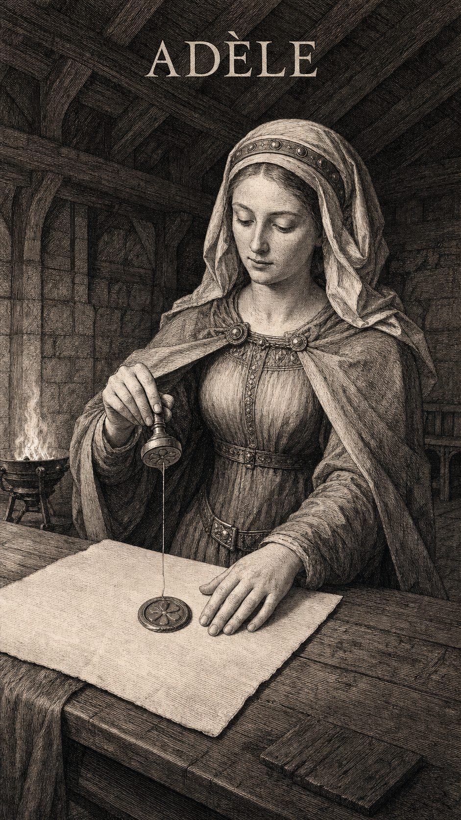 Illustration gravée du prénom Adèle