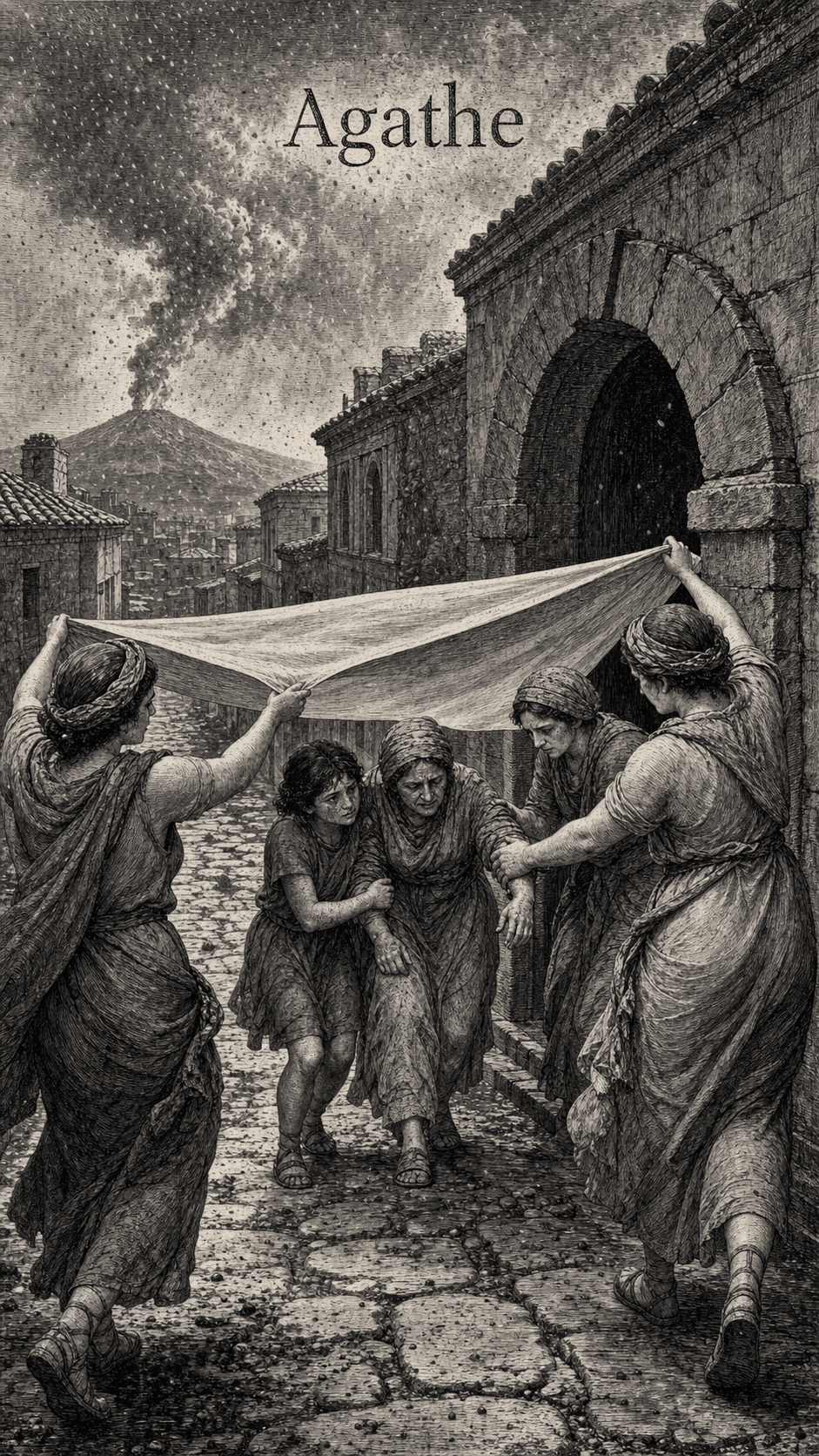 Illustration gravée du prénom Agathe