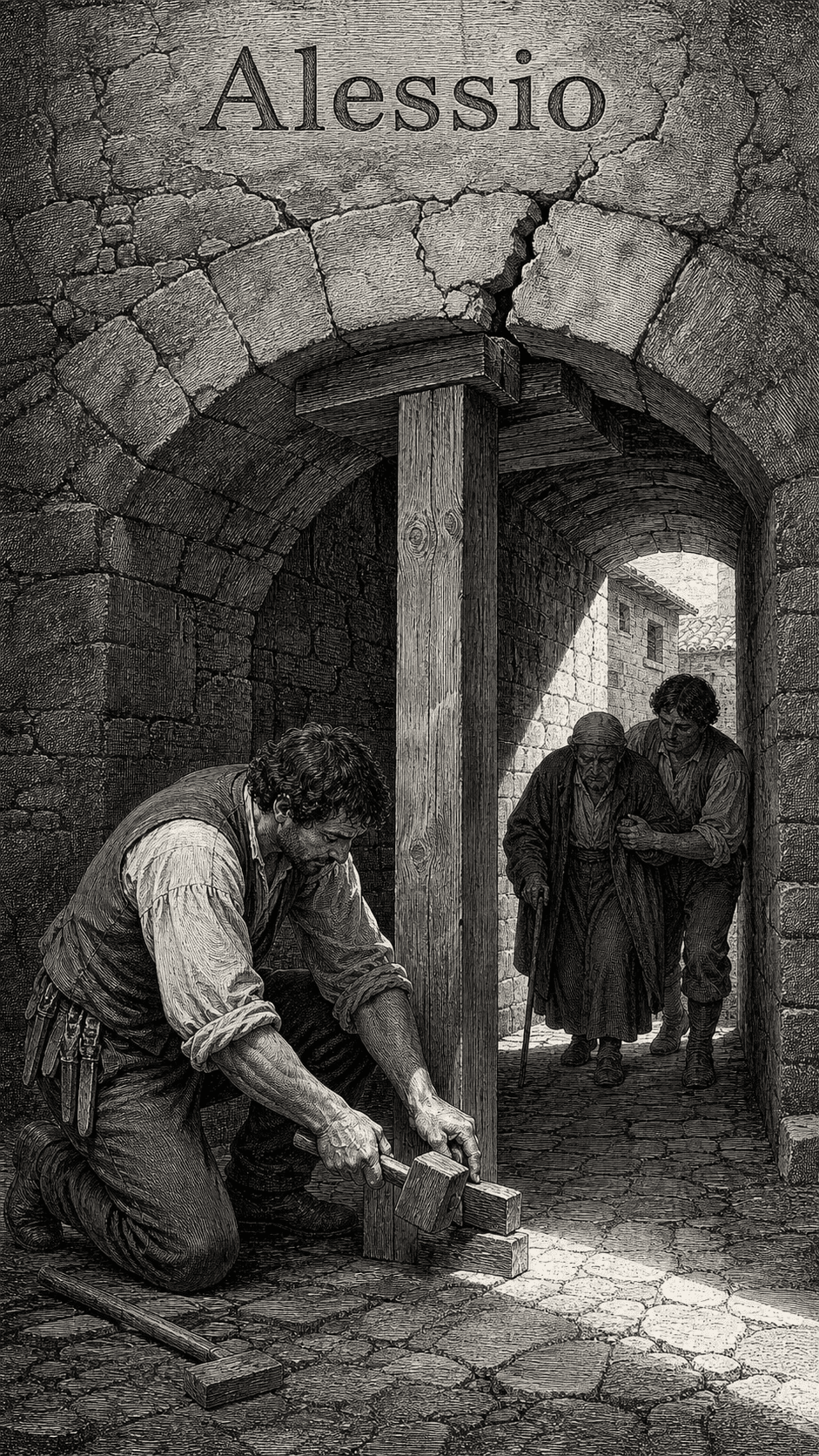 Illustration gravée du prénom Alessio