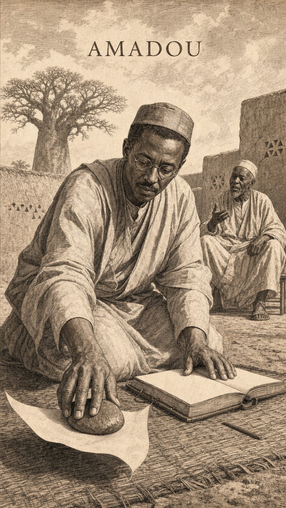 Illustration gravée du prénom Amadou