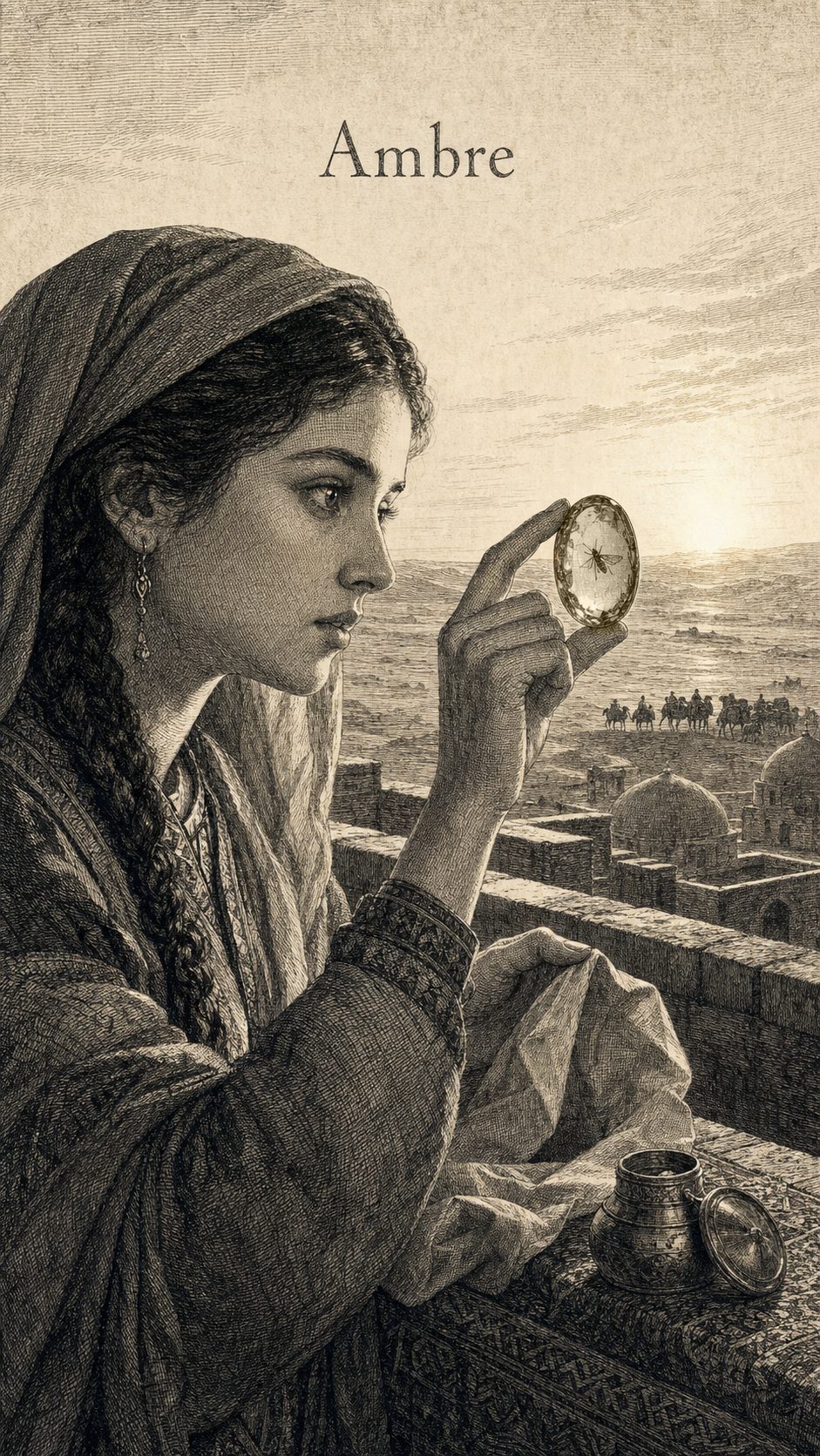 Illustration gravée du prénom Ambre