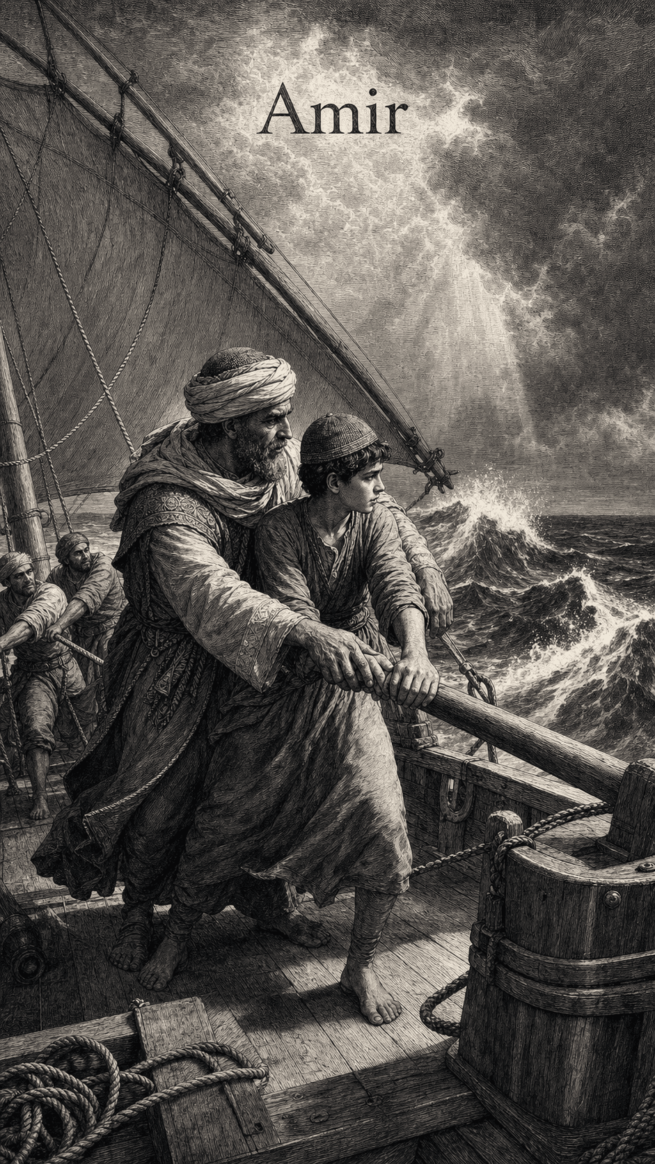 Illustration gravée du prénom Amir