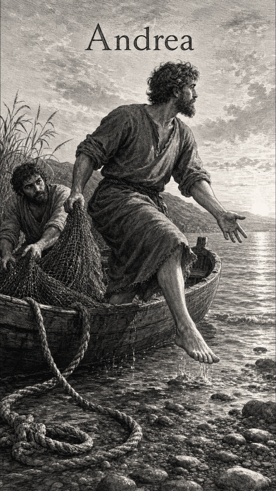 Illustration gravée du prénom Andrea