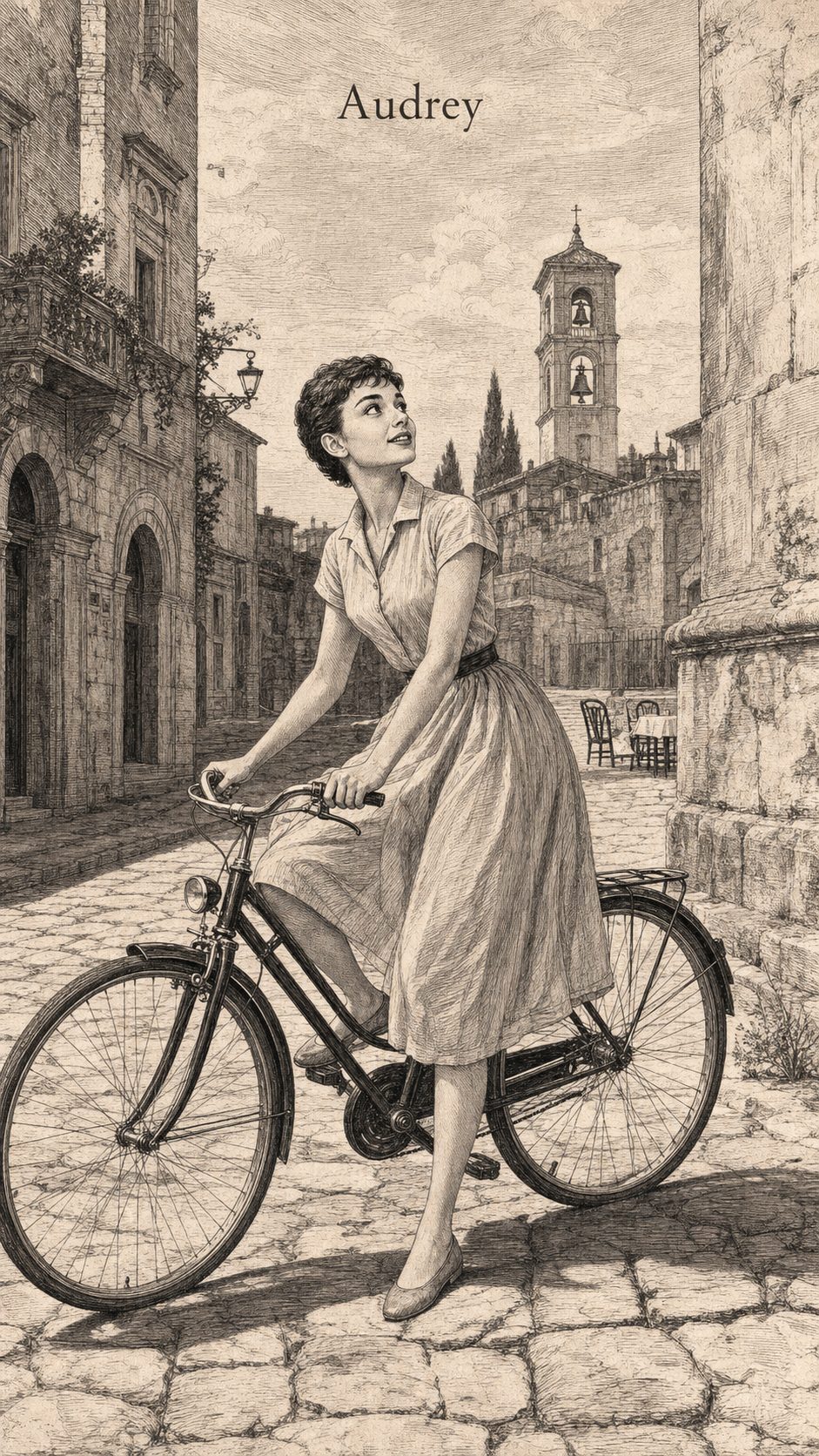 Illustration gravée du prénom Audrey