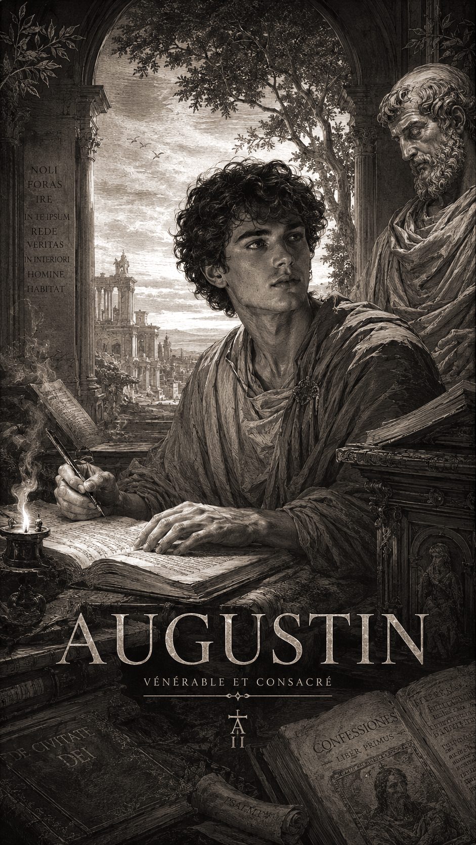 Illustration gravée du prénom Augustin