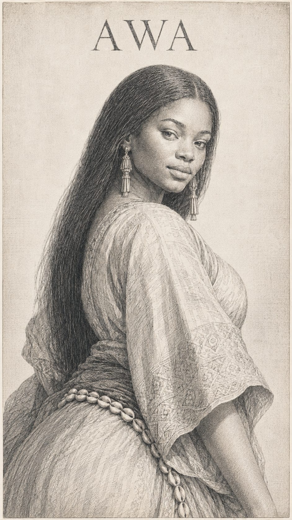 Illustration gravée du prénom Awa