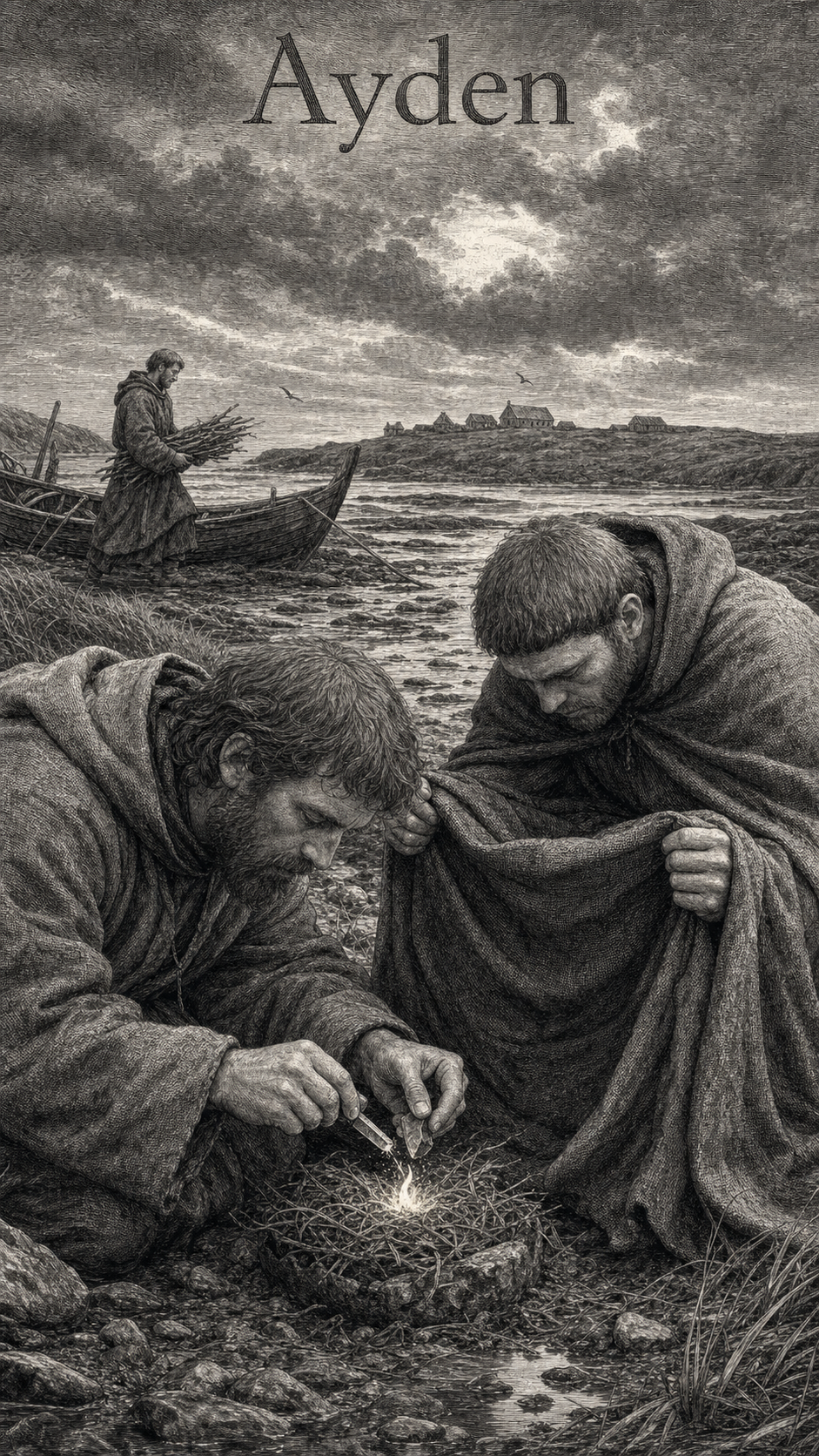 Illustration gravée du prénom Ayden