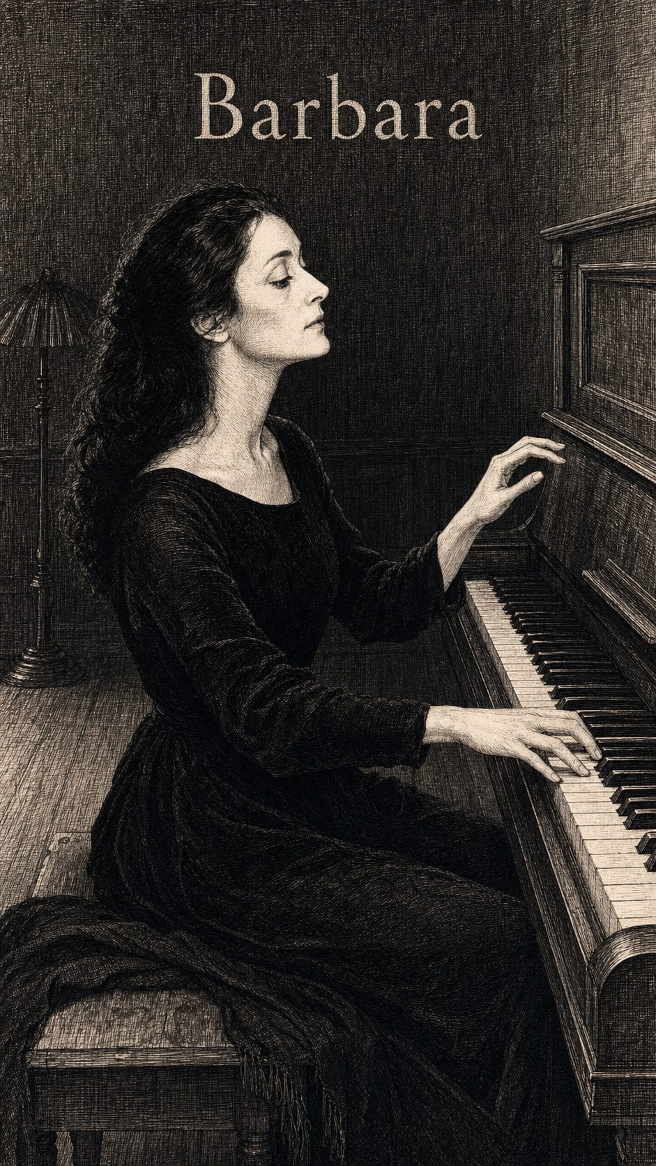 Illustration gravée du prénom Barbara