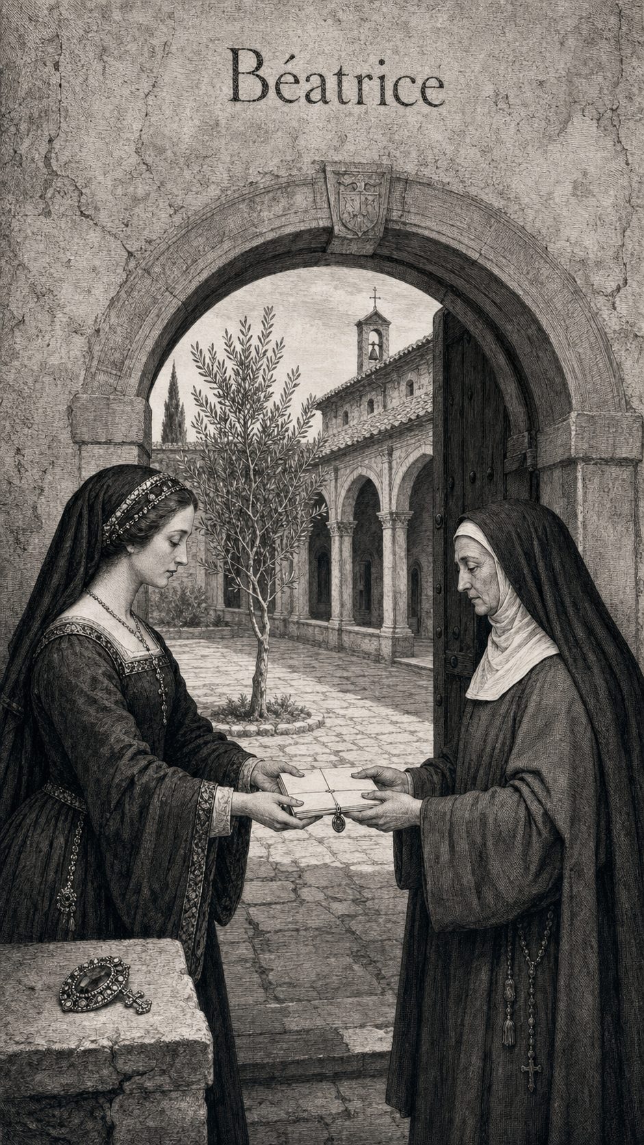 Illustration gravée du prénom Béatrice