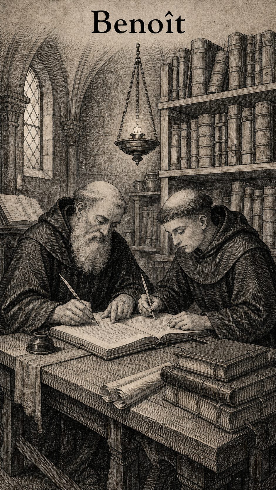 Illustration gravée du prénom Benoit