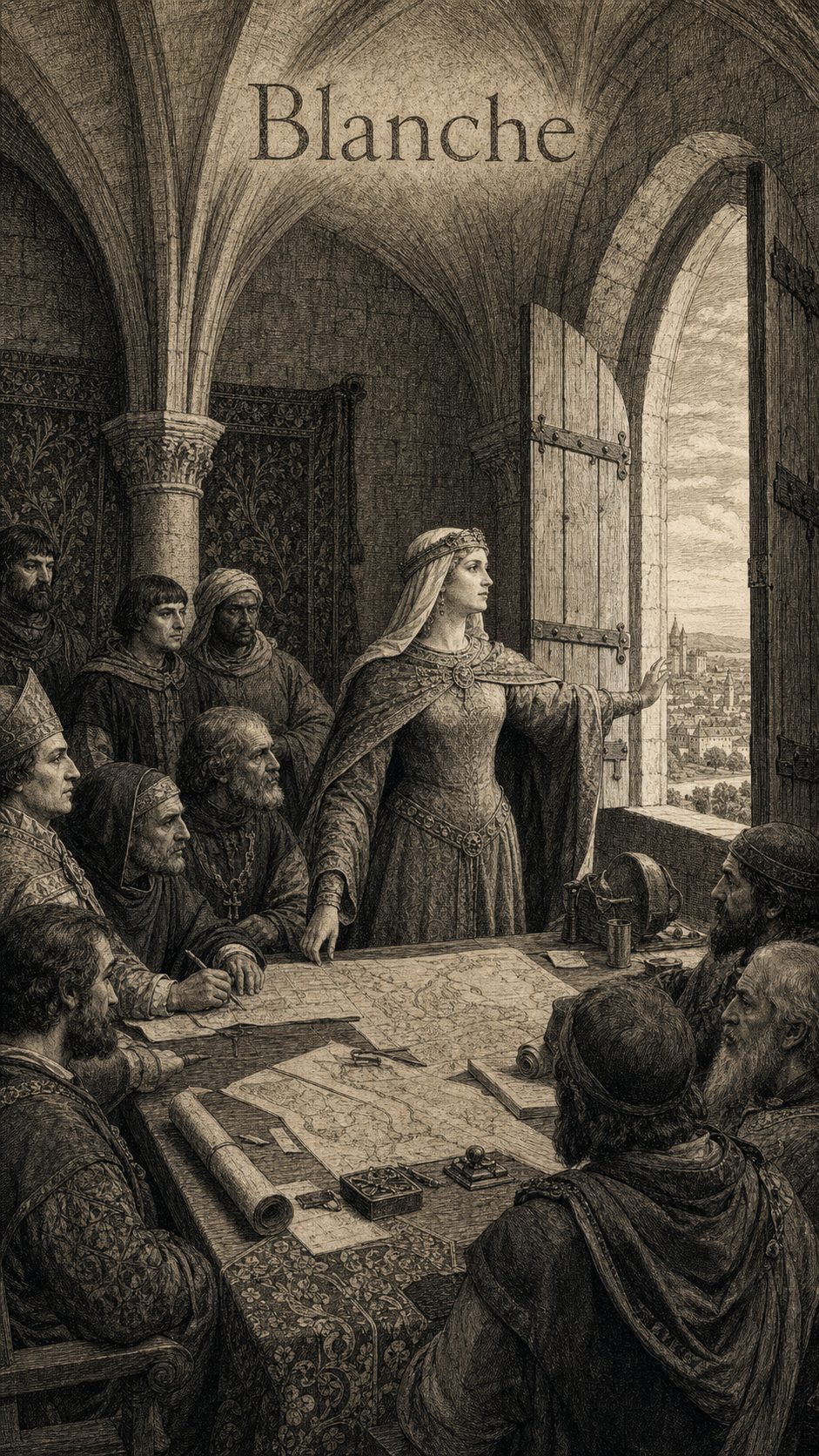 Illustration gravée du prénom Blanche
