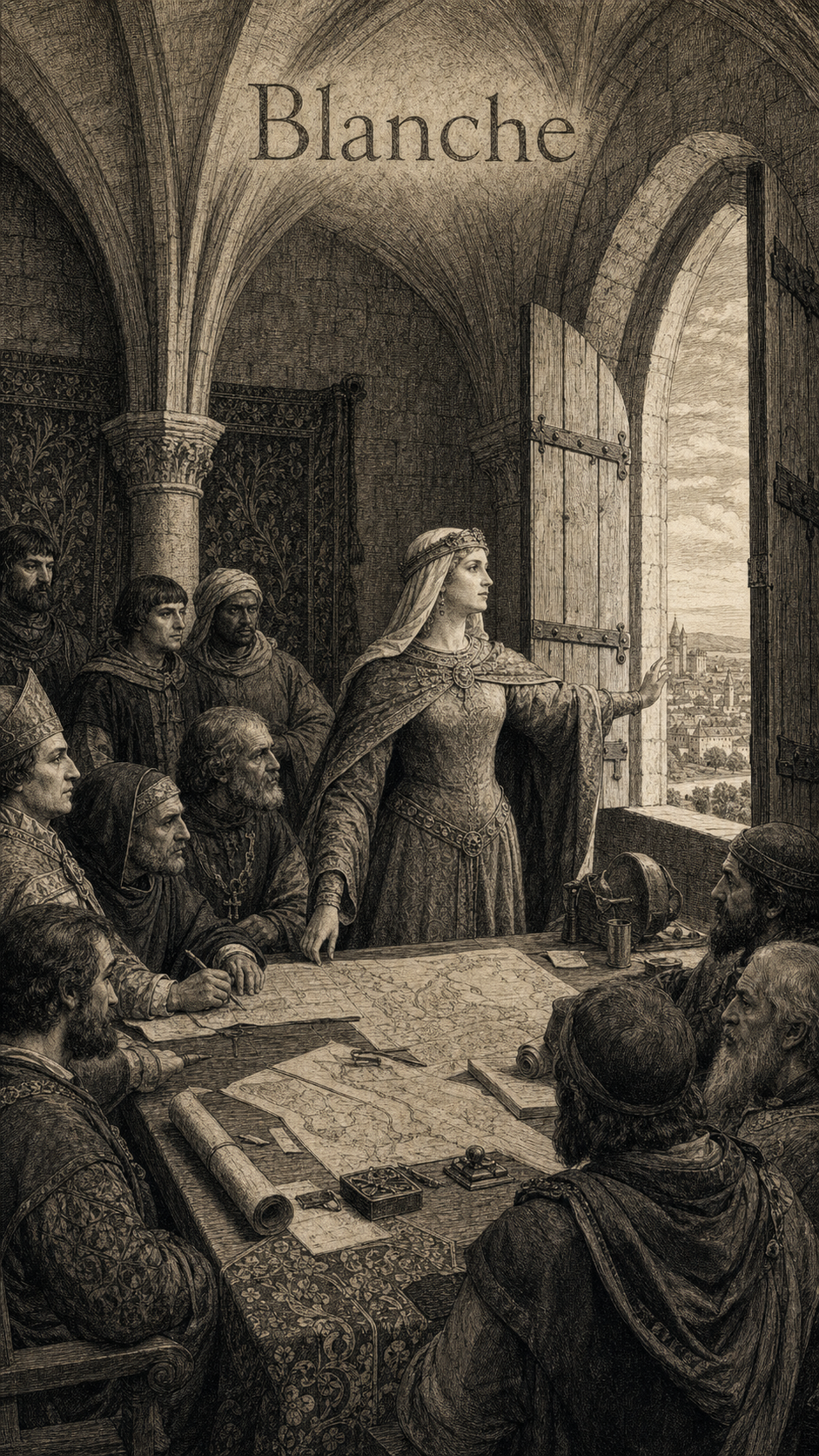 Illustration gravée du prénom Blanche