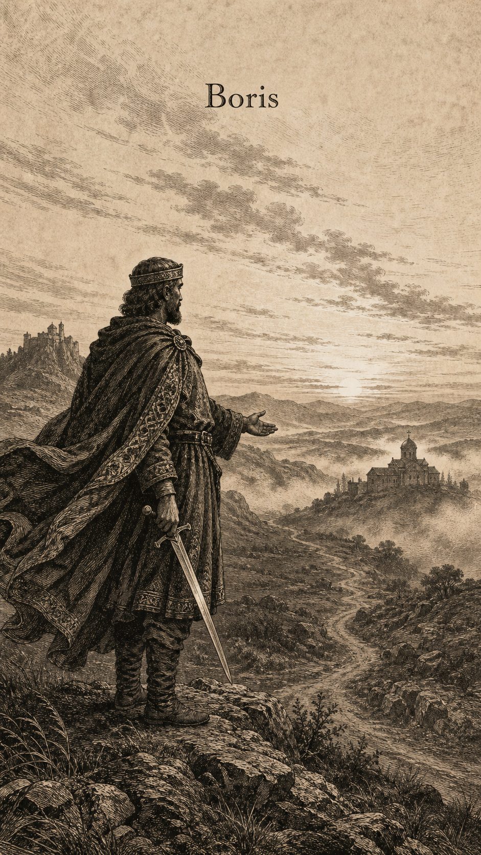 Illustration gravée du prénom Boris