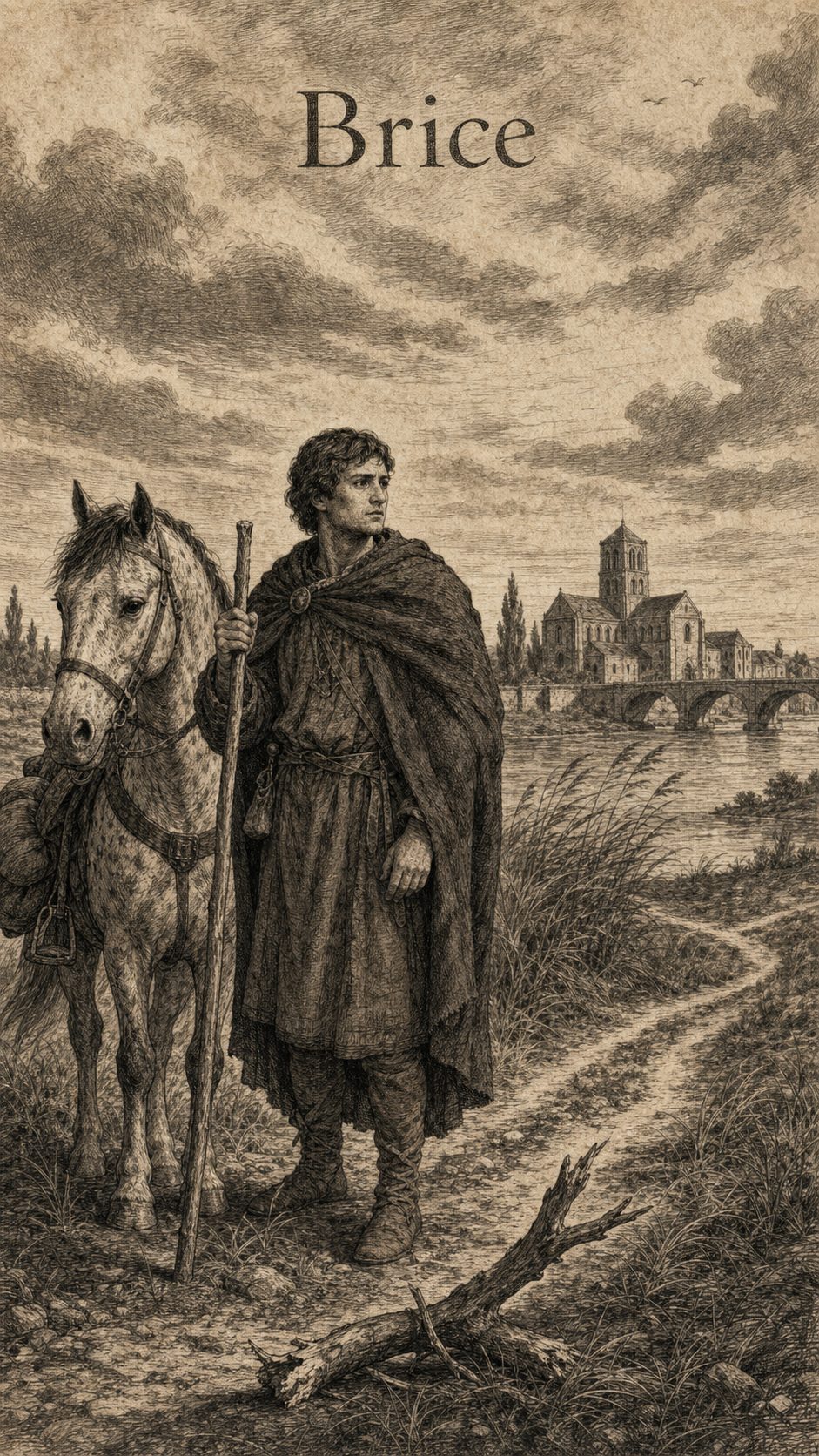 Illustration gravée du prénom Brice