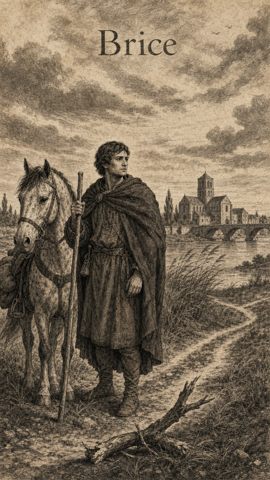 Illustration gravée du prénom Brice