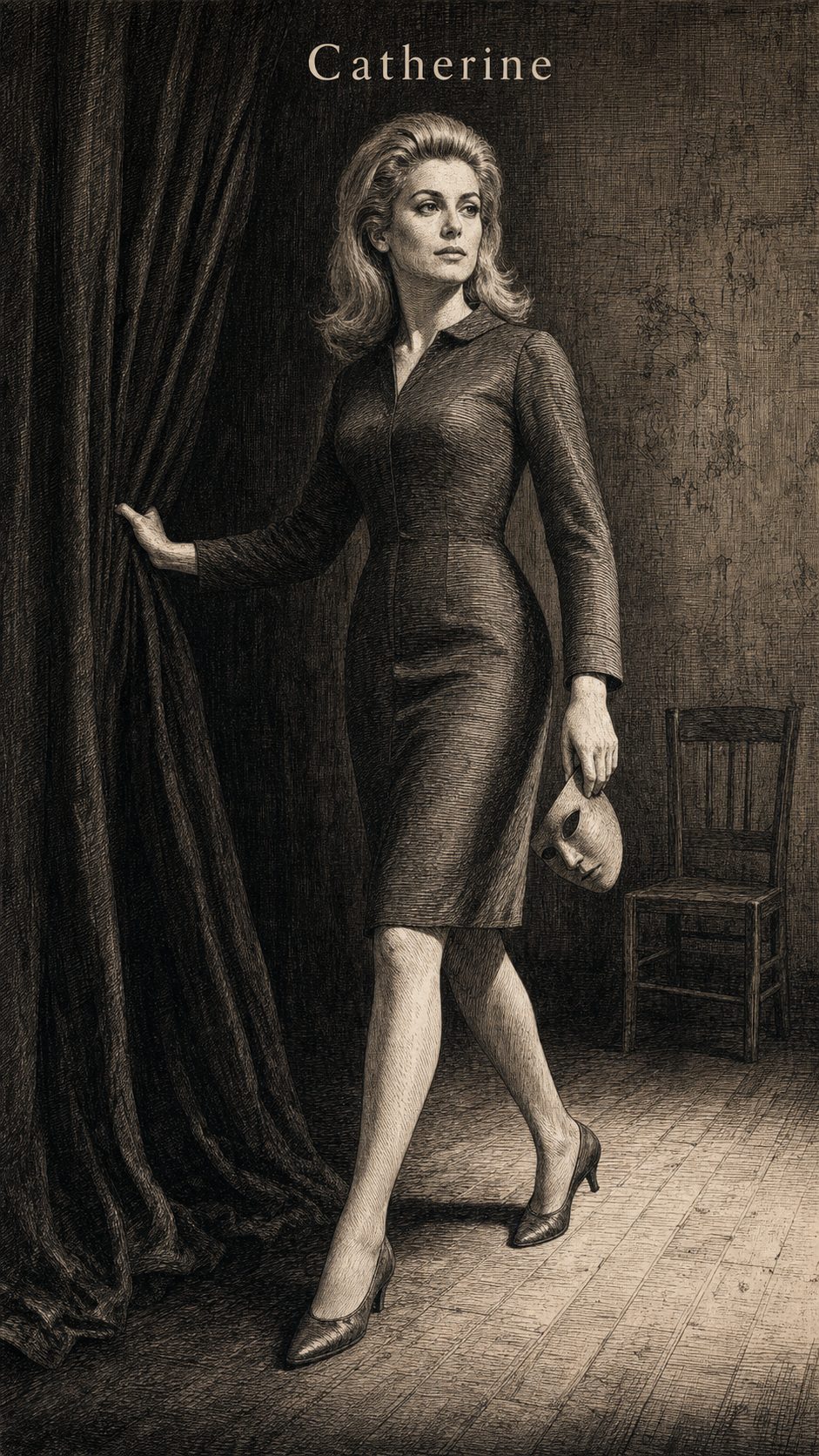 Illustration gravée du prénom Catherine