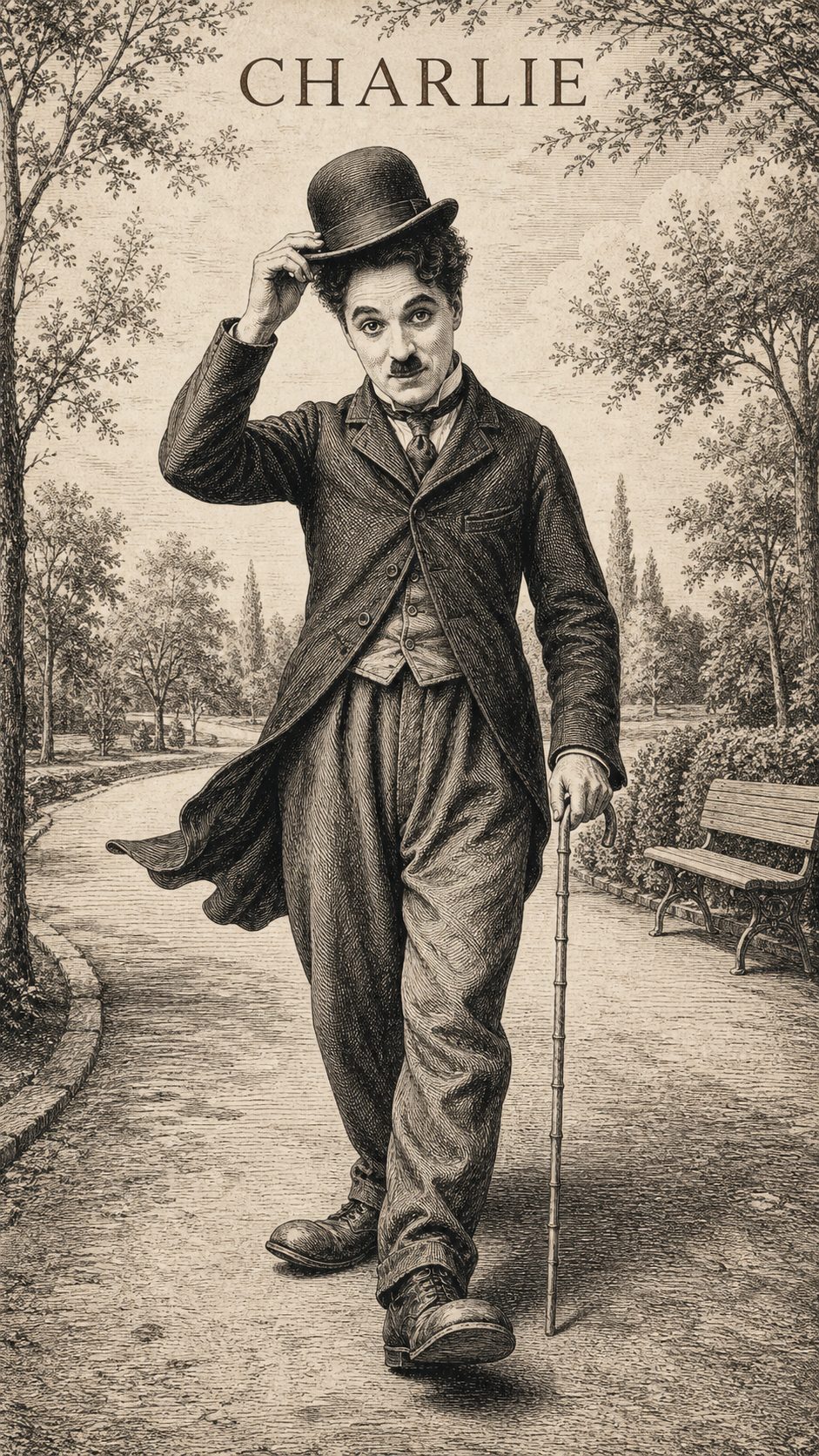Illustration gravée du prénom Charlie