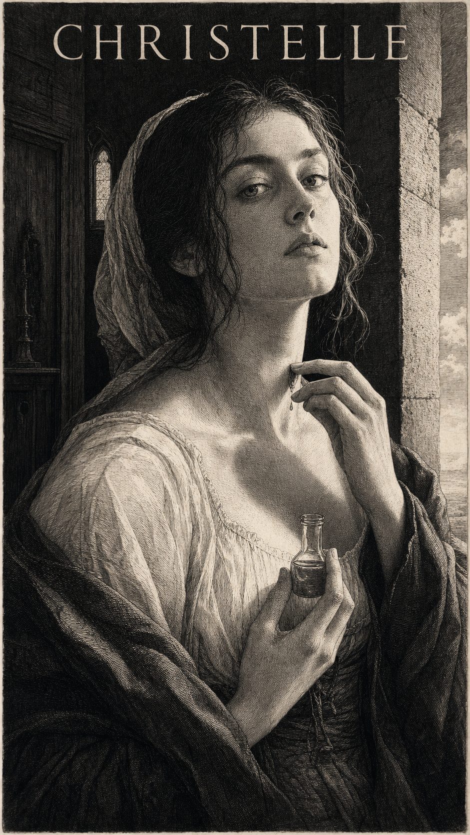 Illustration gravée du prénom Christelle