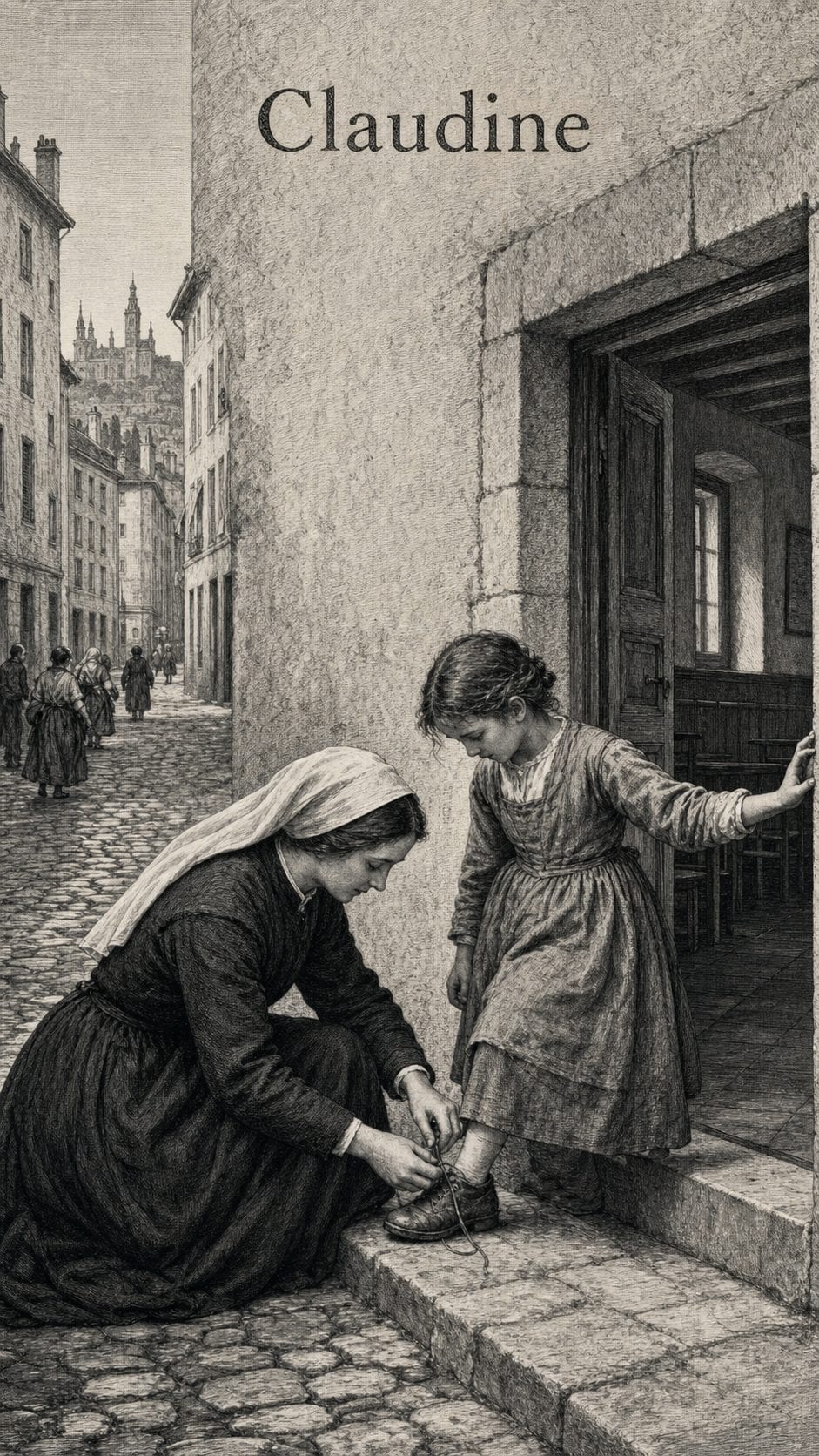 Illustration gravée du prénom Claudine