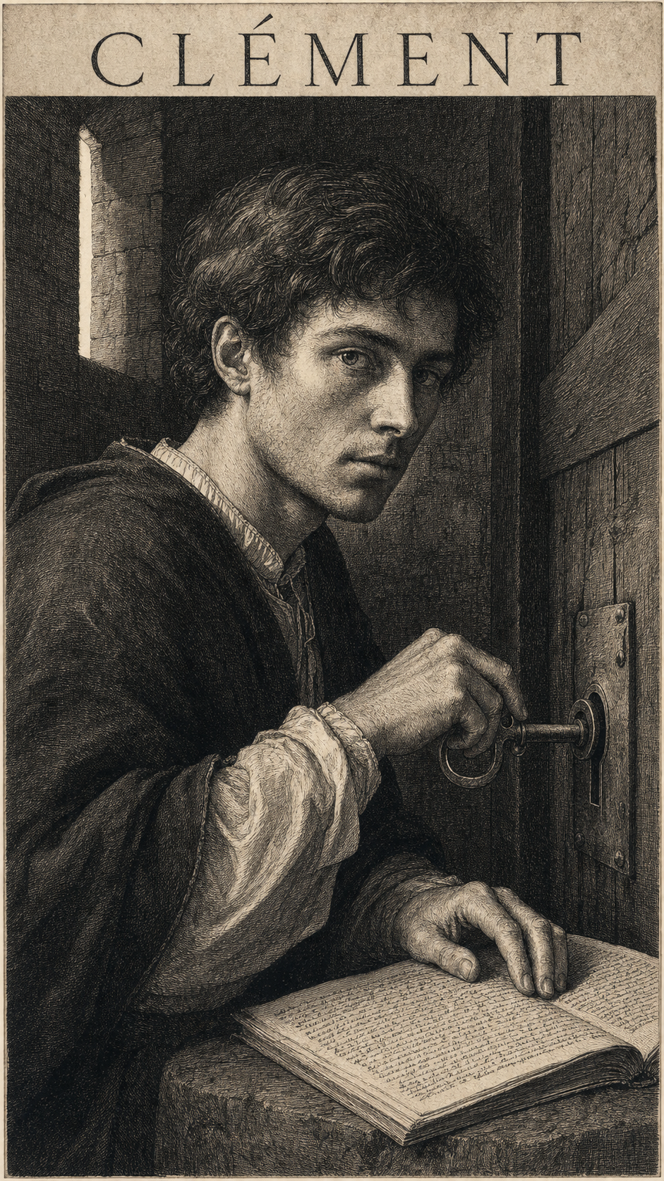 Illustration gravée du prénom Clément