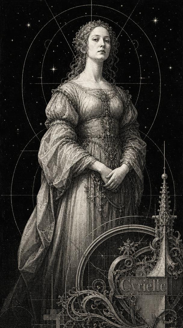 Illustration gravée du prénom Cyrielle