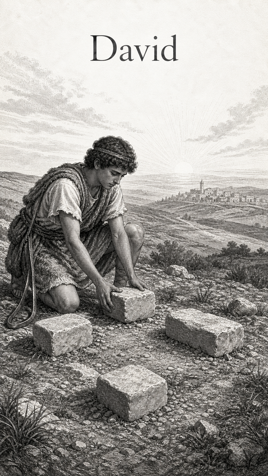 Illustration gravée du prénom David
