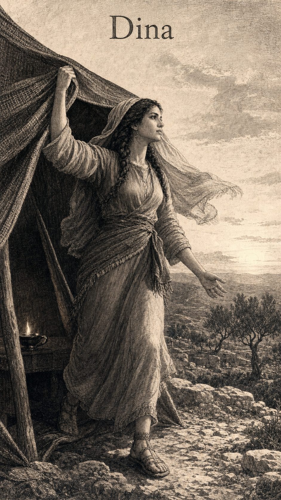 Illustration gravée du prénom Dina