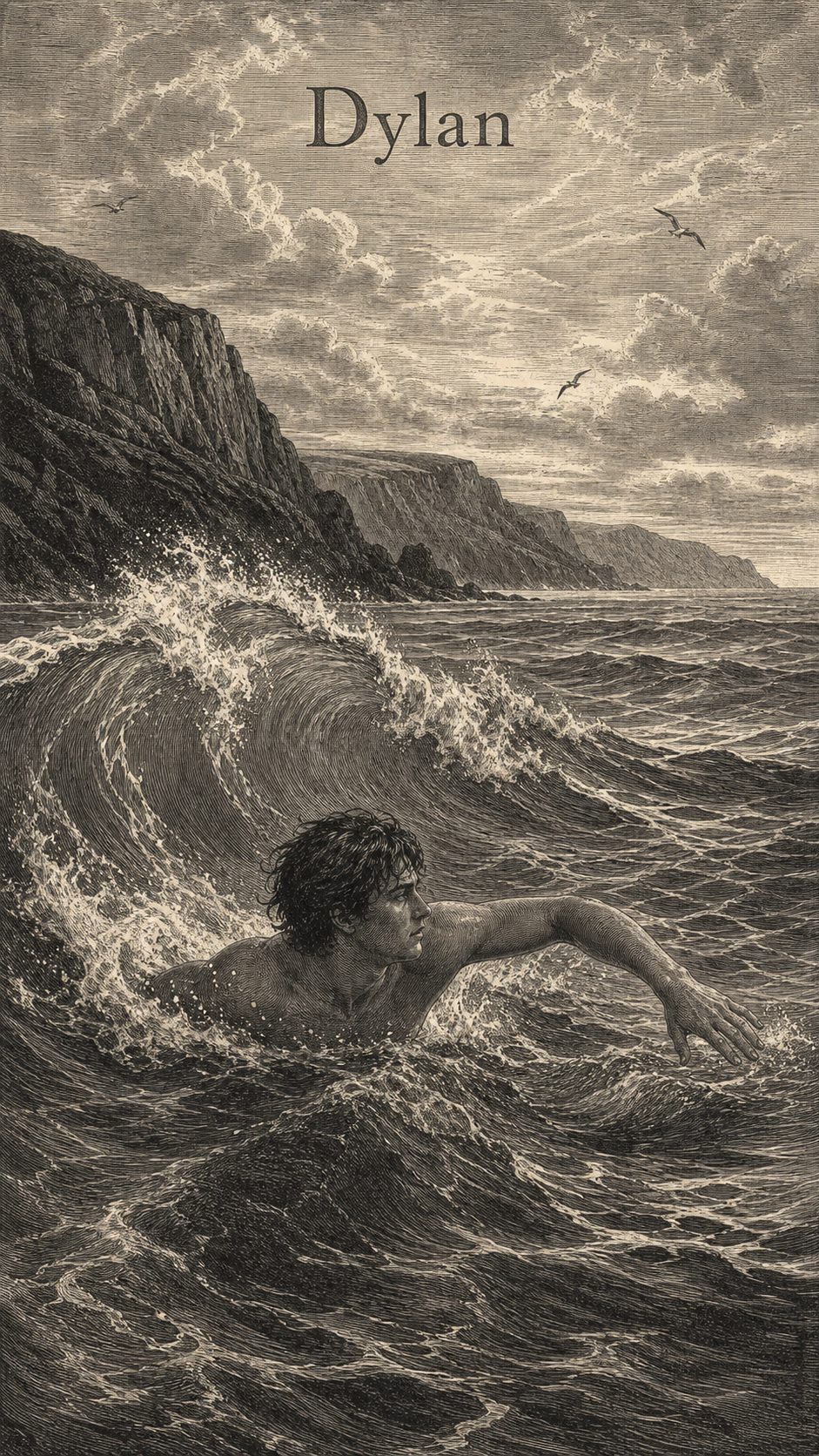 Illustration gravée du prénom Dylan