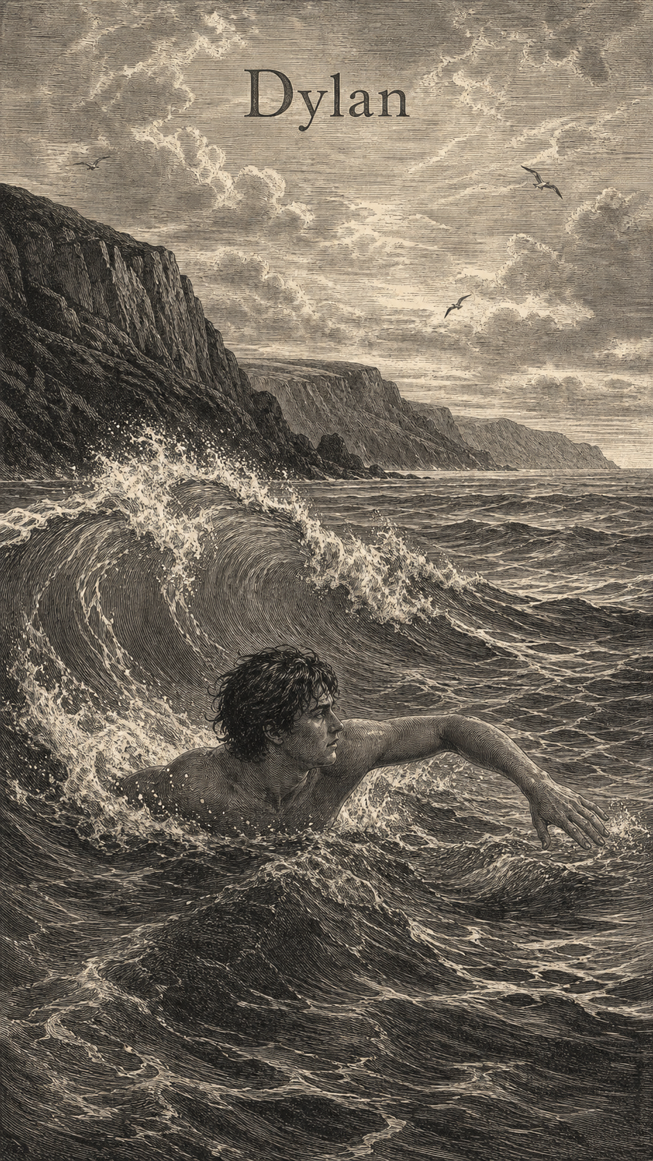 Illustration gravée du prénom Dylan