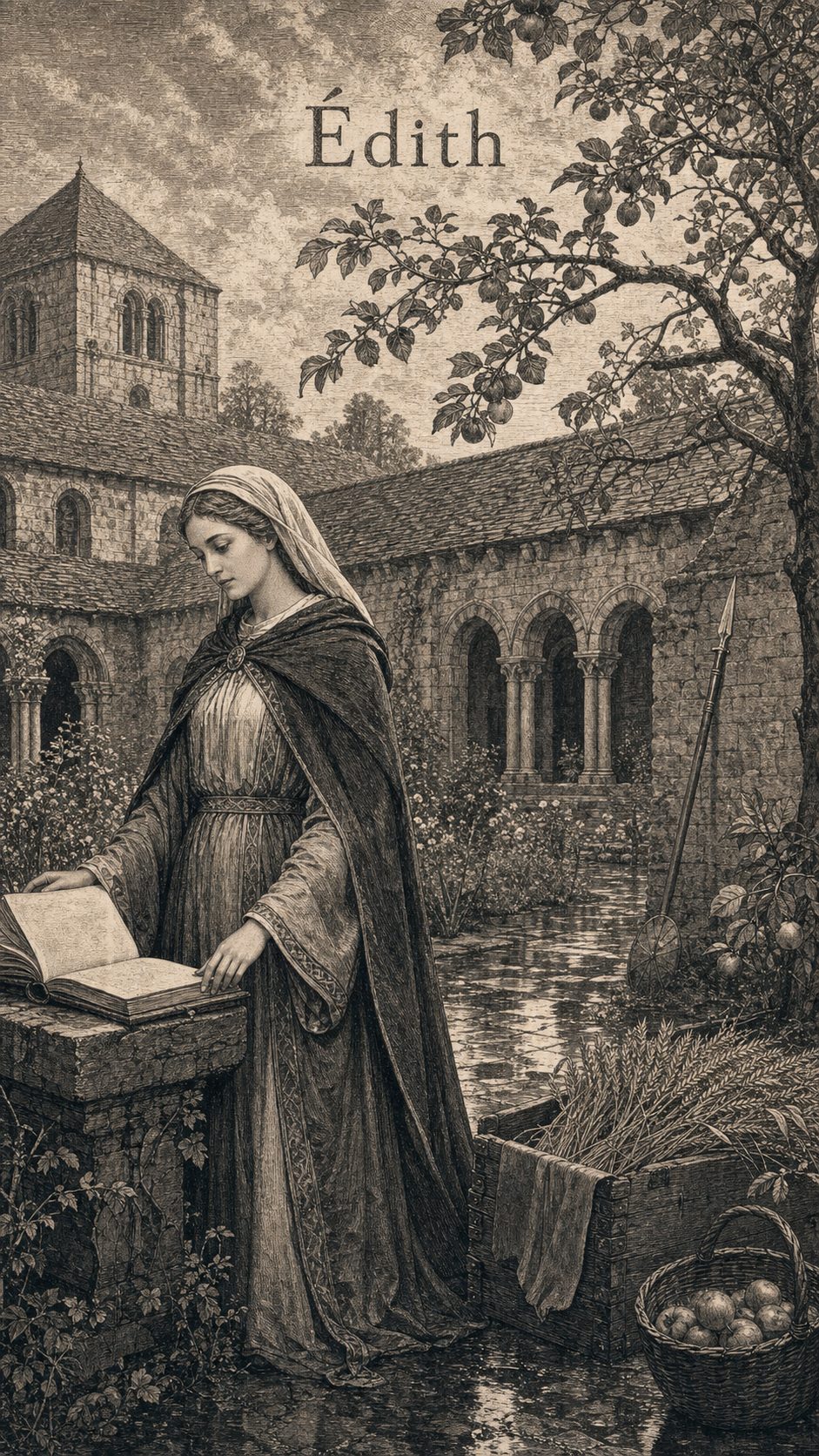 Illustration gravée du prénom Édith
