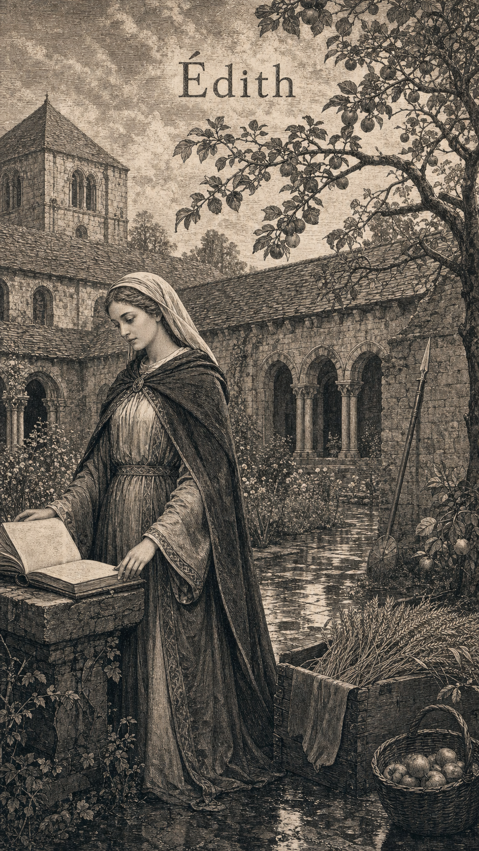 Illustration gravée du prénom Édith