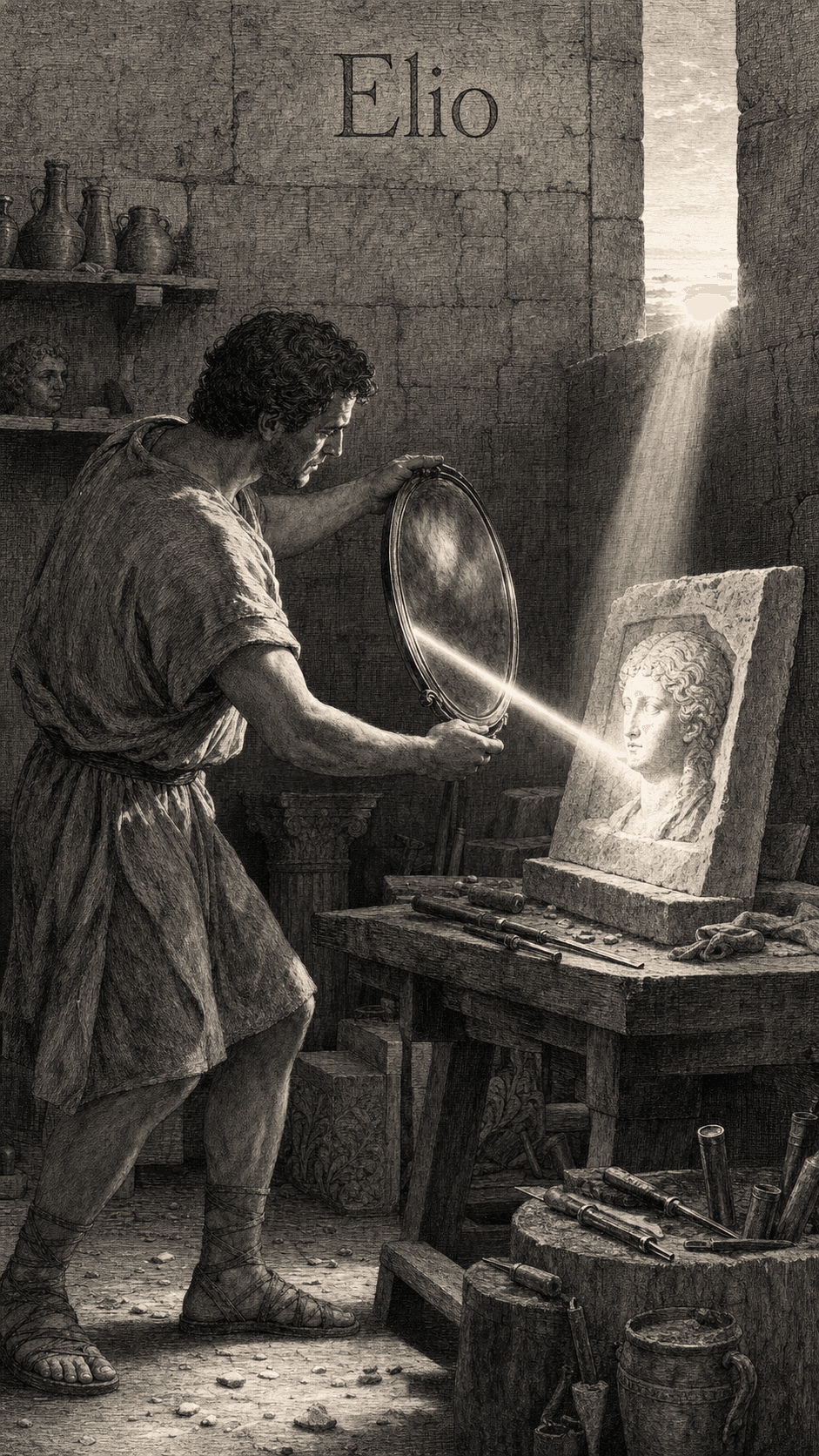 Illustration gravée du prénom Elio