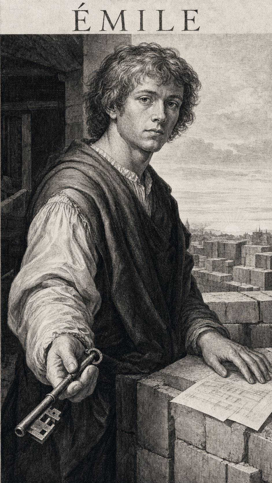 Illustration gravée du prénom Émile
