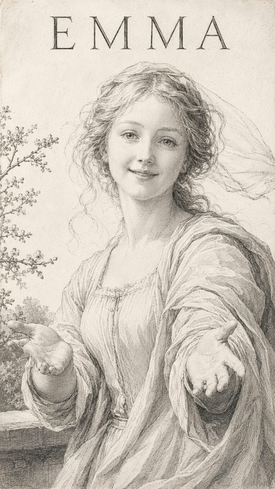 Illustration gravée du prénom Emma
