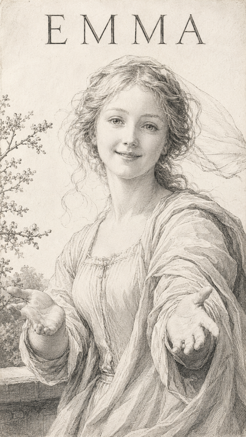 Illustration gravée du prénom Emma