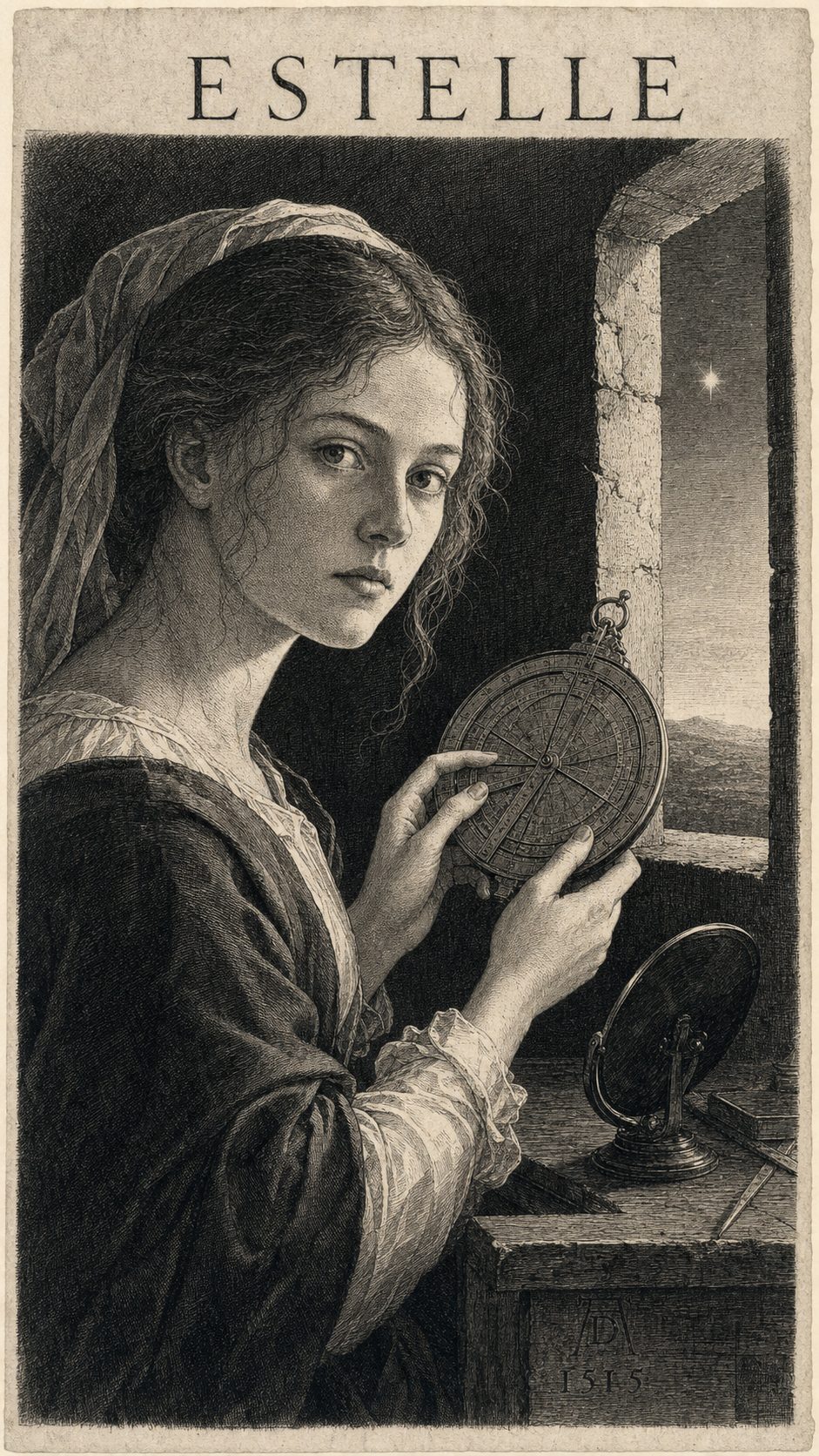 Illustration gravée du prénom Estelle