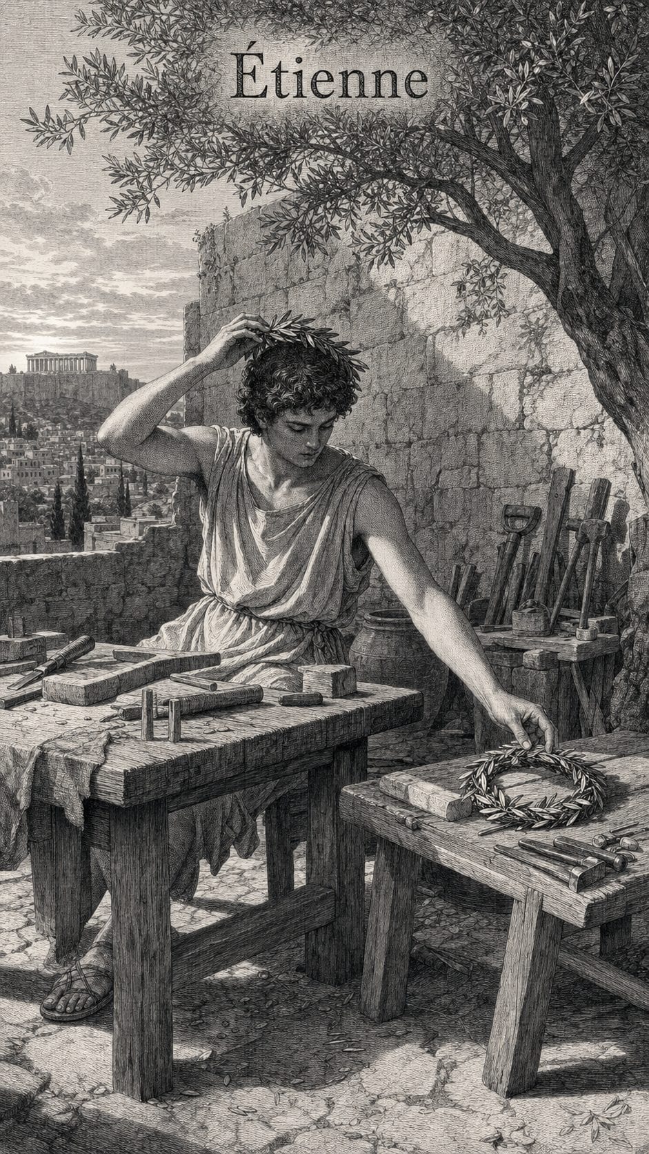 Illustration gravée du prénom Etienne