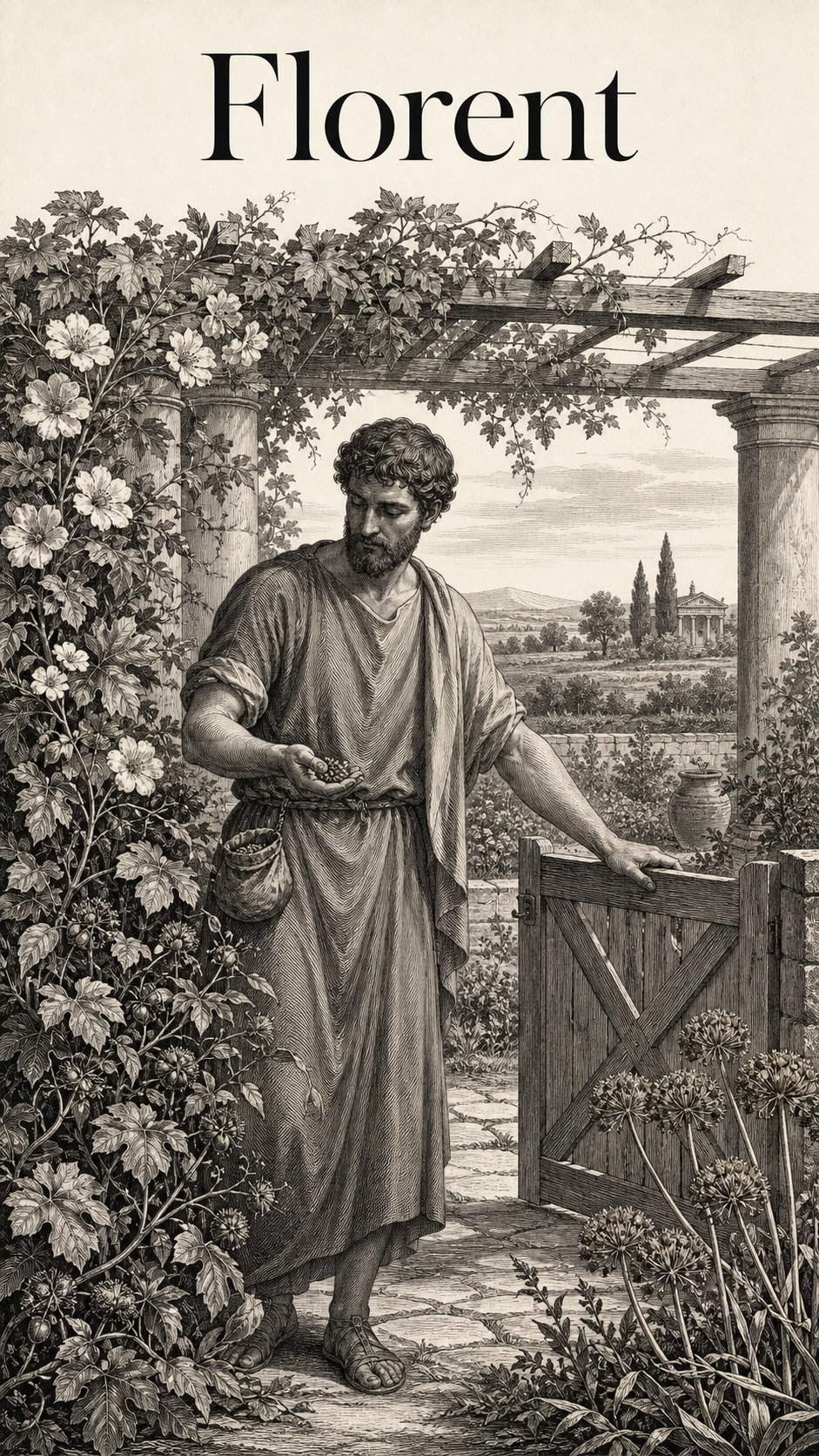 Illustration gravée du prénom Florent