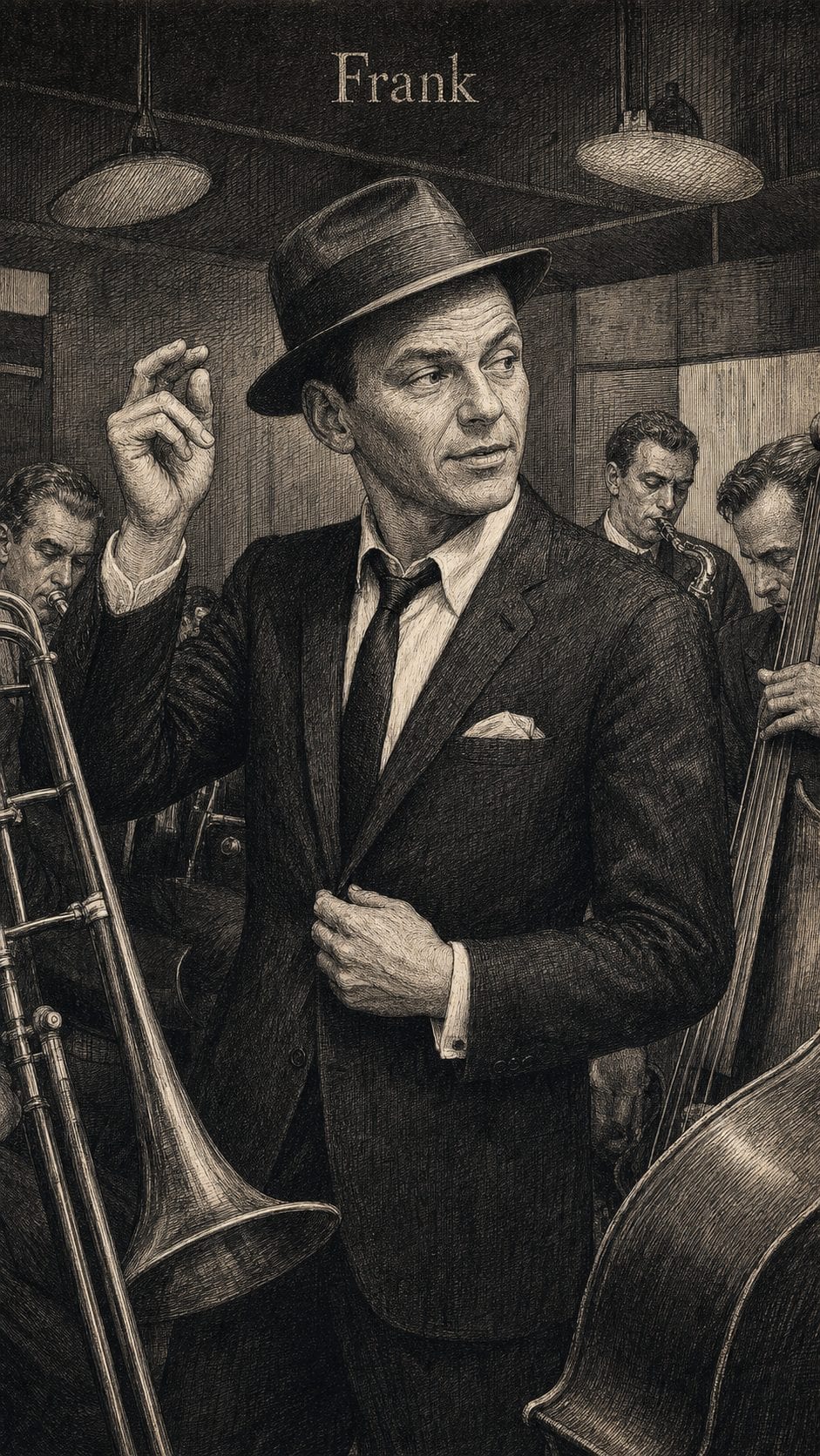 Illustration gravée du prénom Frank
