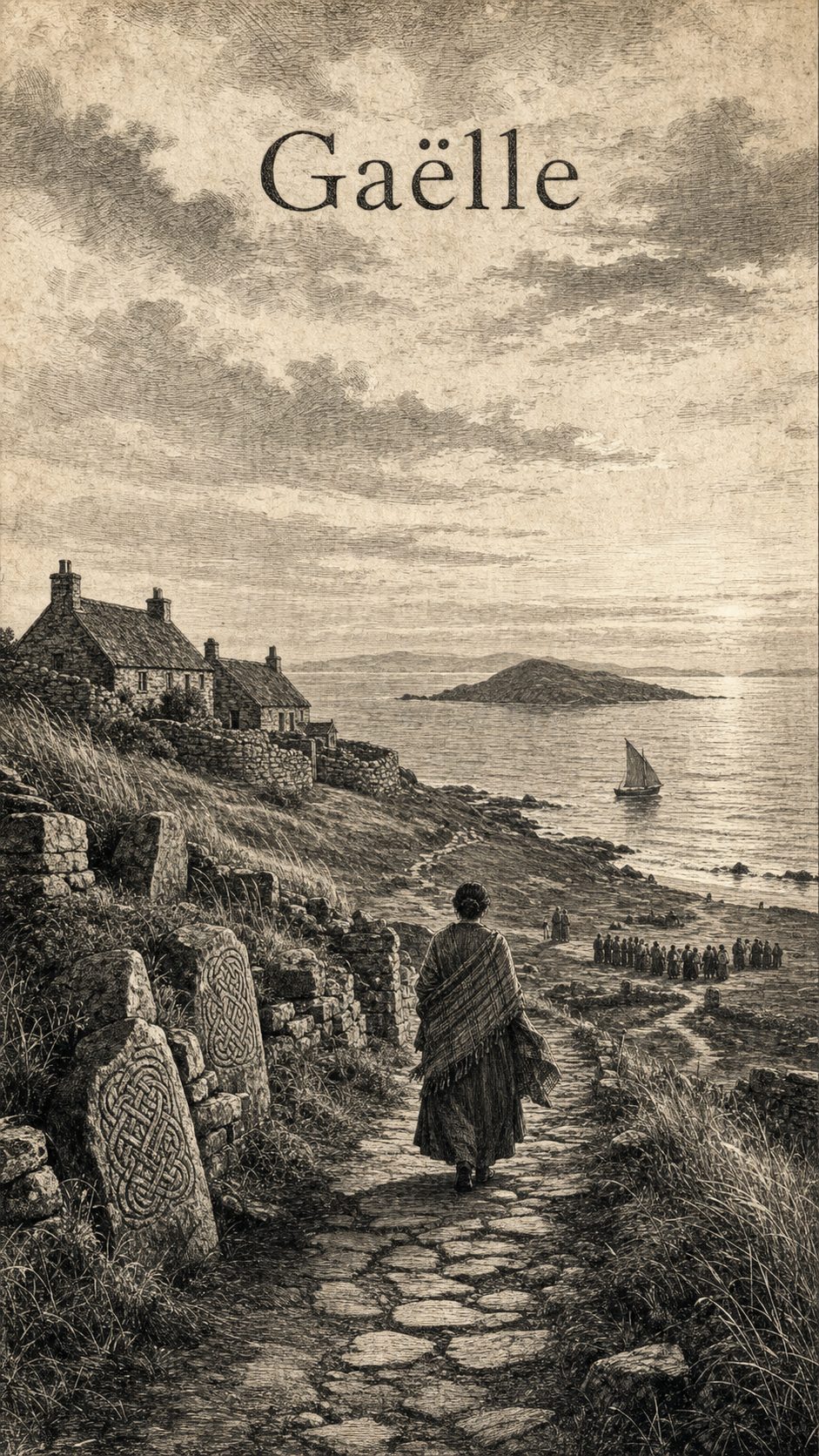 Illustration gravée du prénom Gaelle
