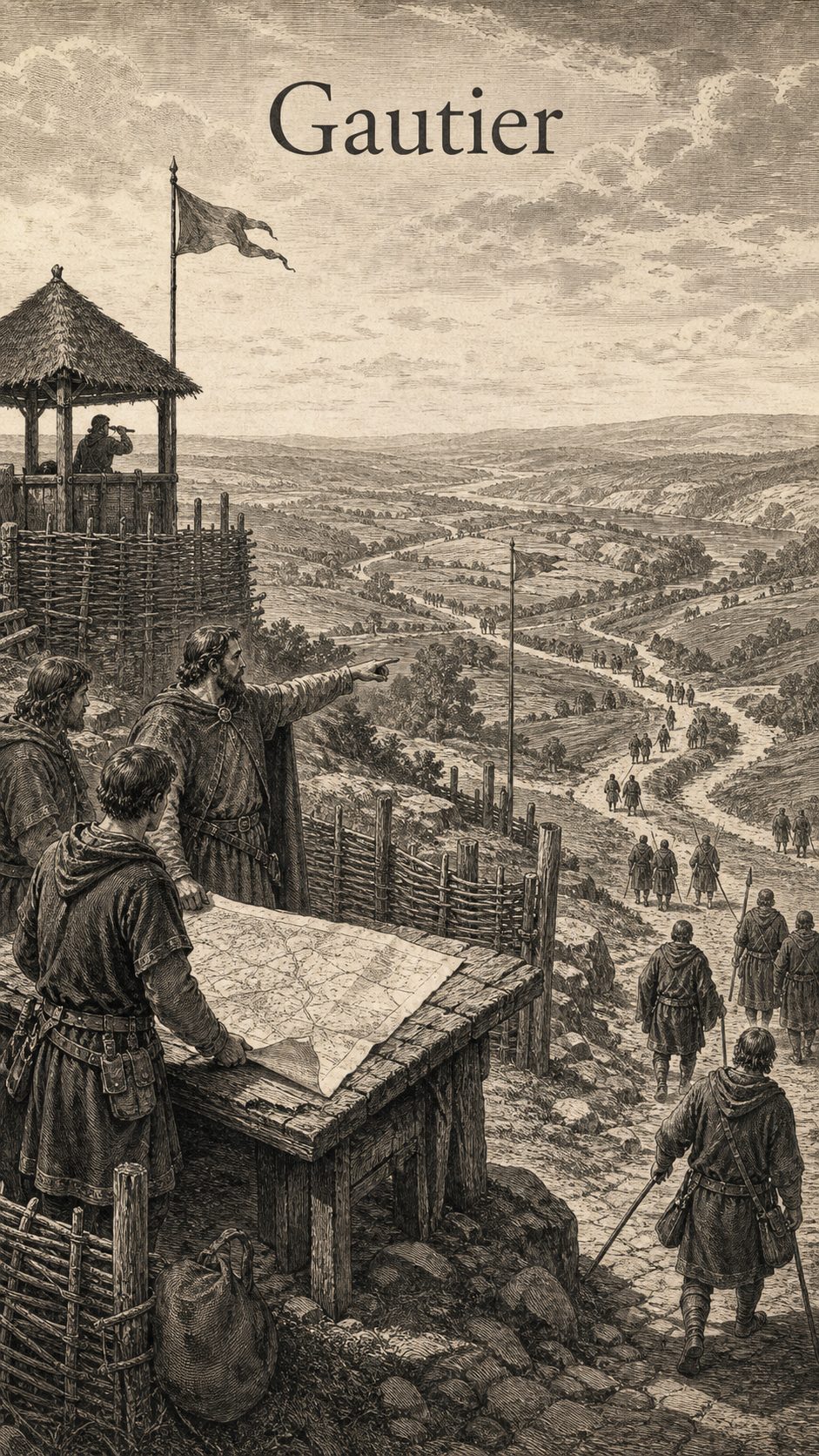 Illustration gravée du prénom Gautier