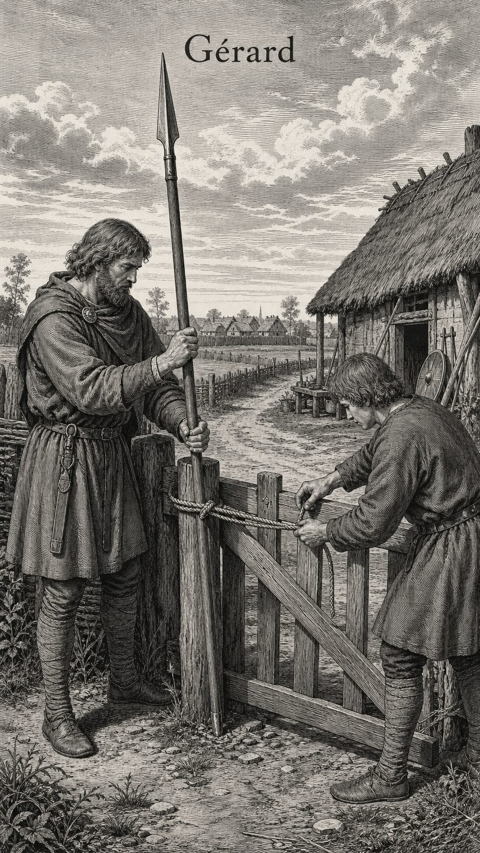 Illustration gravée du prénom Gérard