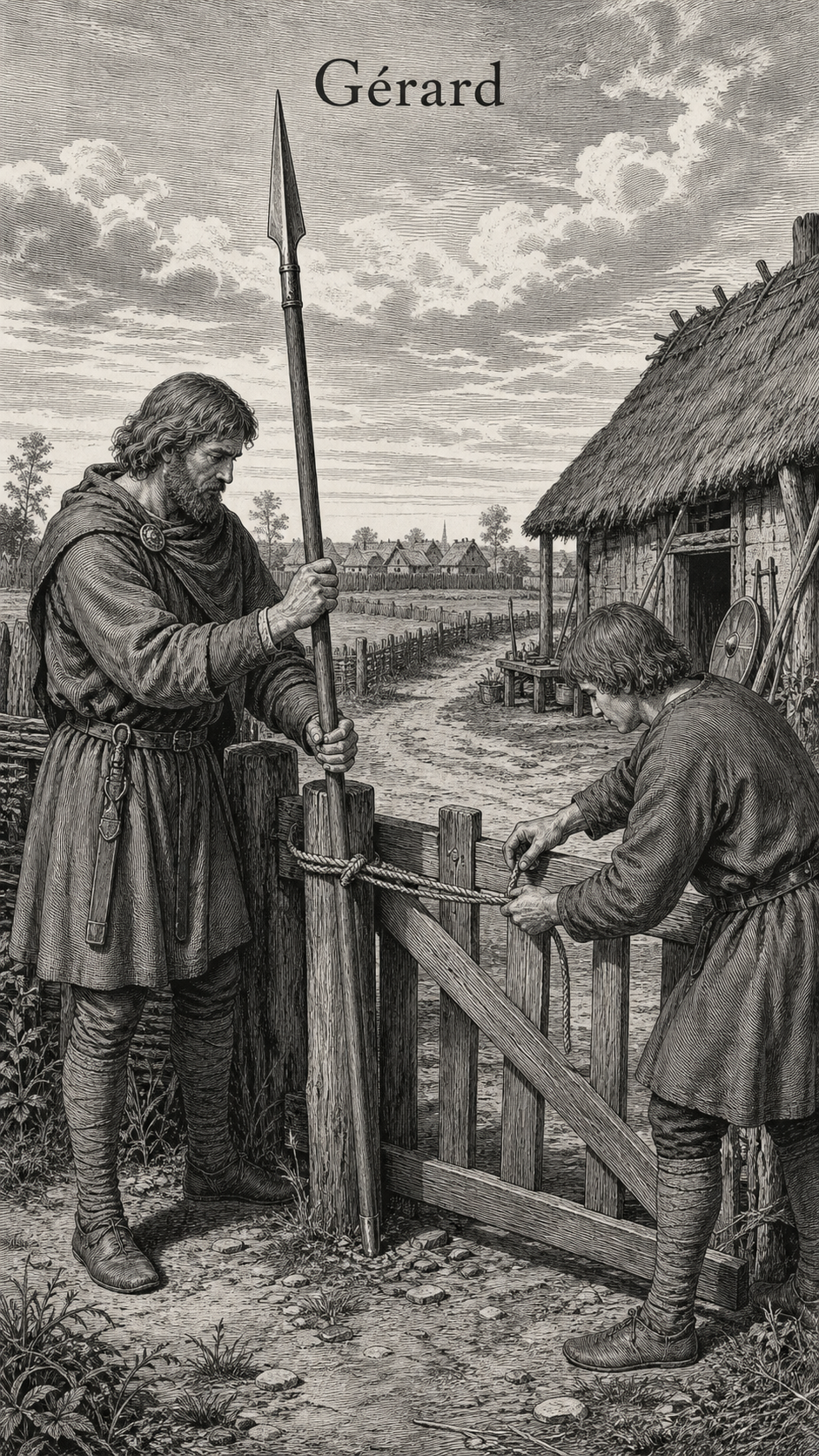 Illustration gravée du prénom Gérard