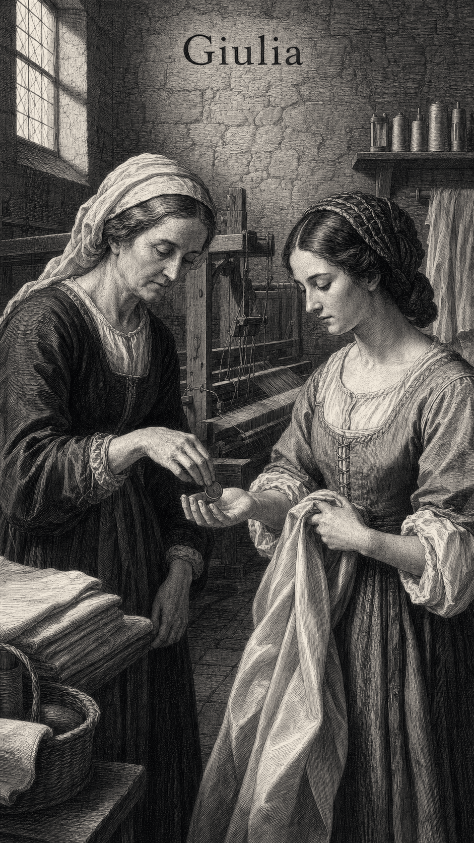 Illustration gravée du prénom Giulia